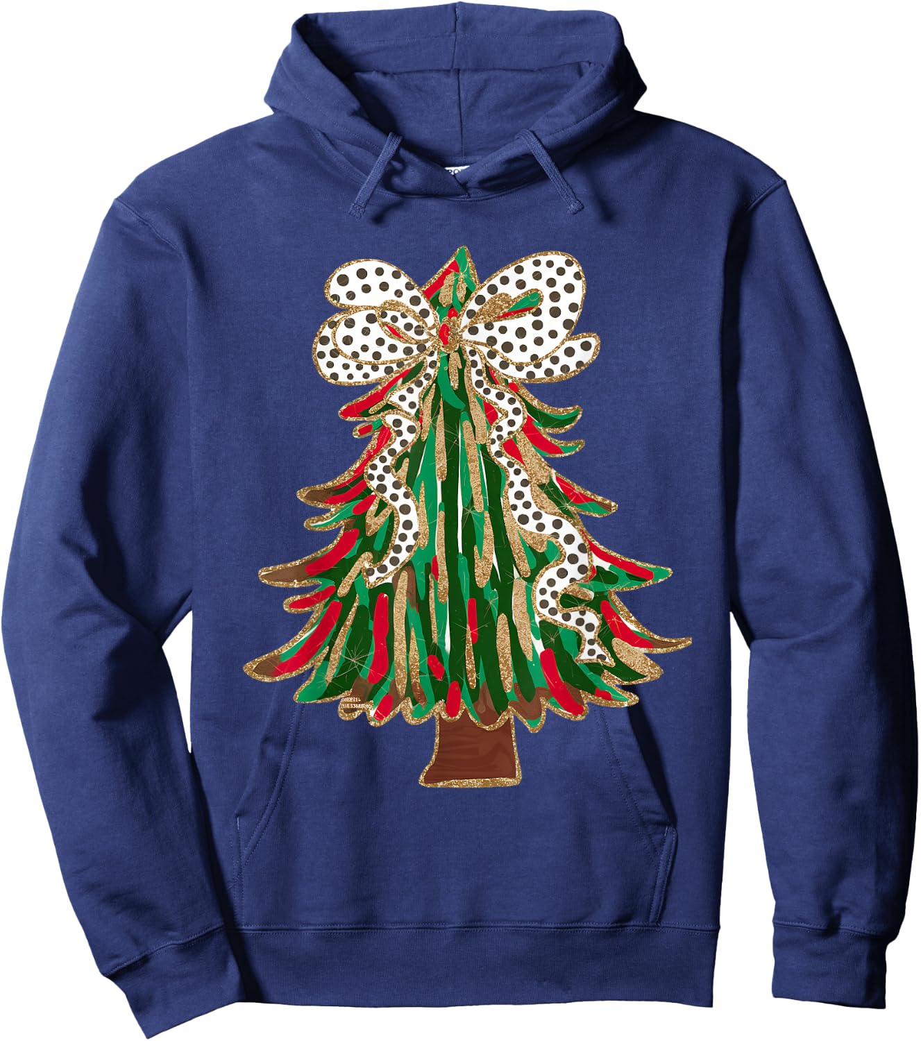 Funny Christmas Outfit Women Kids Christmas Tree Coquette Bow Xmas Pajamas Teens Girls Hoodie - Hoodie | Navy