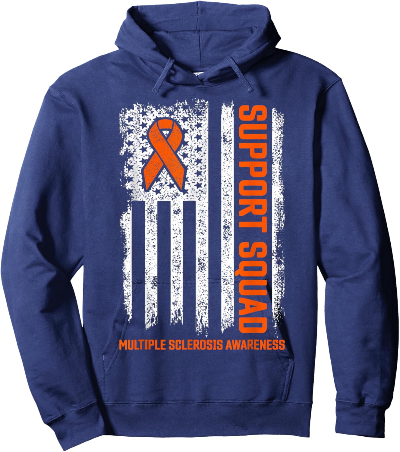 MS Flag Orange Support Squad Multiple Sclerosis Awareness Hoodie - Hoodie | Navy