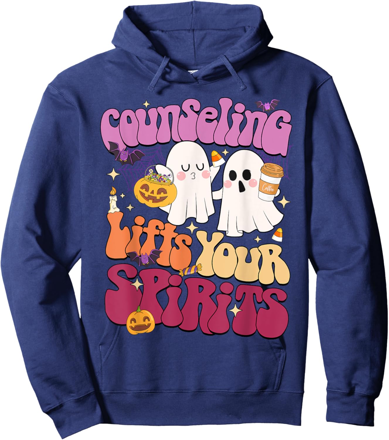 Counseling Lifts Your Spirits School Counselor Ghost Hoodie - Hoodie | Navy