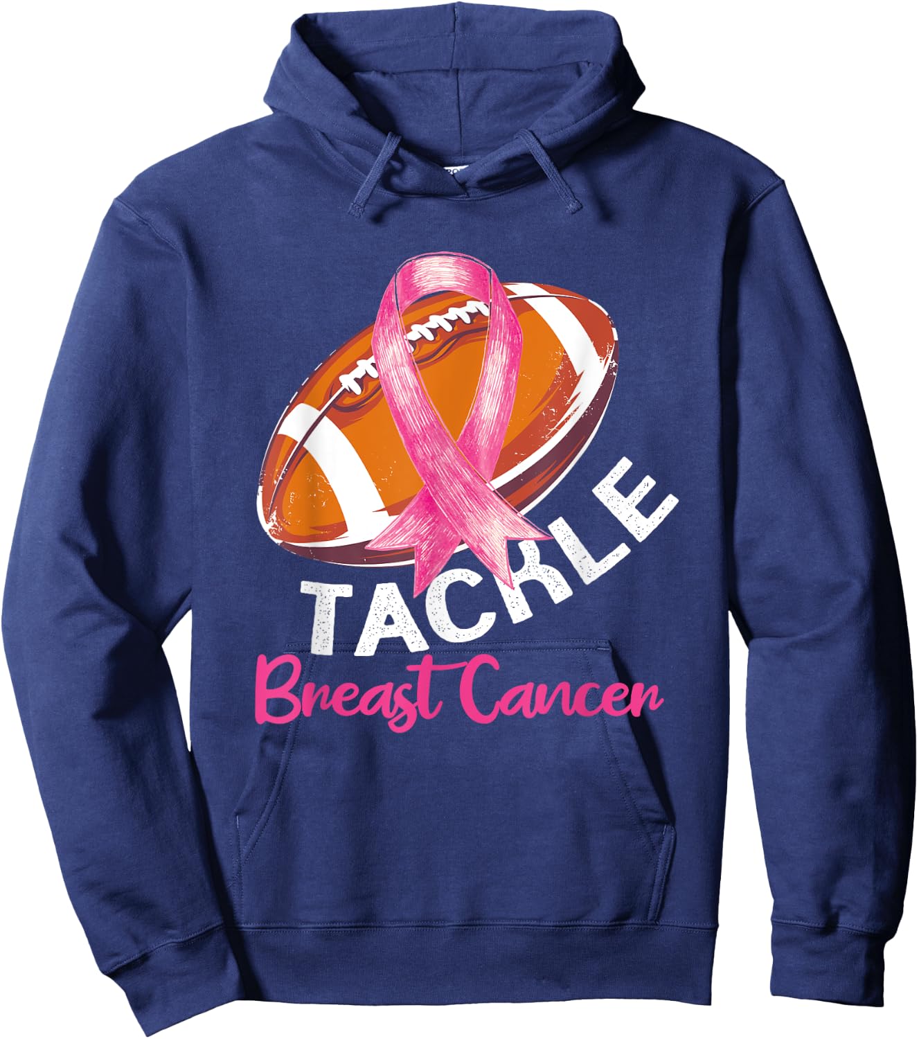 Football Breast Cancer Awareness Shirt for Husbands Men Dad Hoodie - Hoodie | Navy