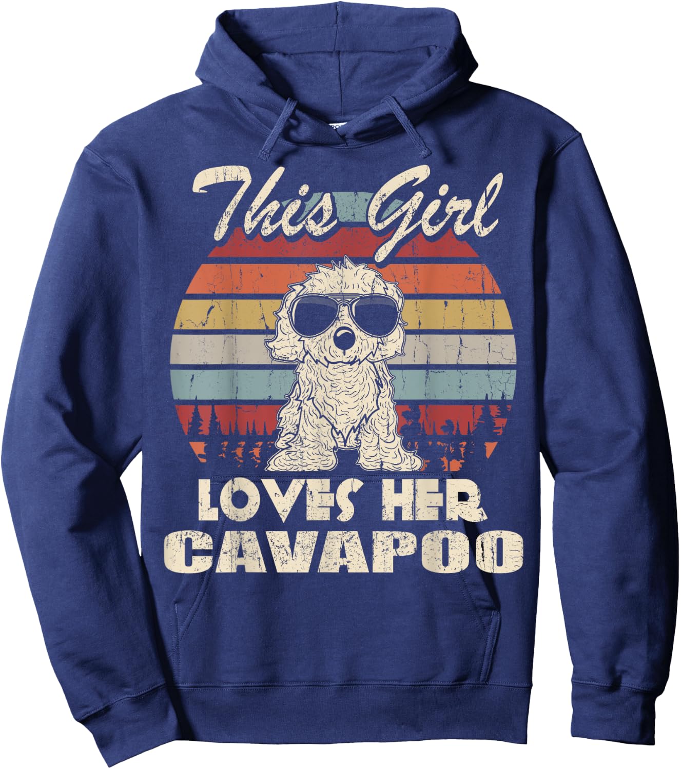 Cavapoo Girl Cool Vintage Retro for Dog Mom Hoodie - Hoodie | Navy