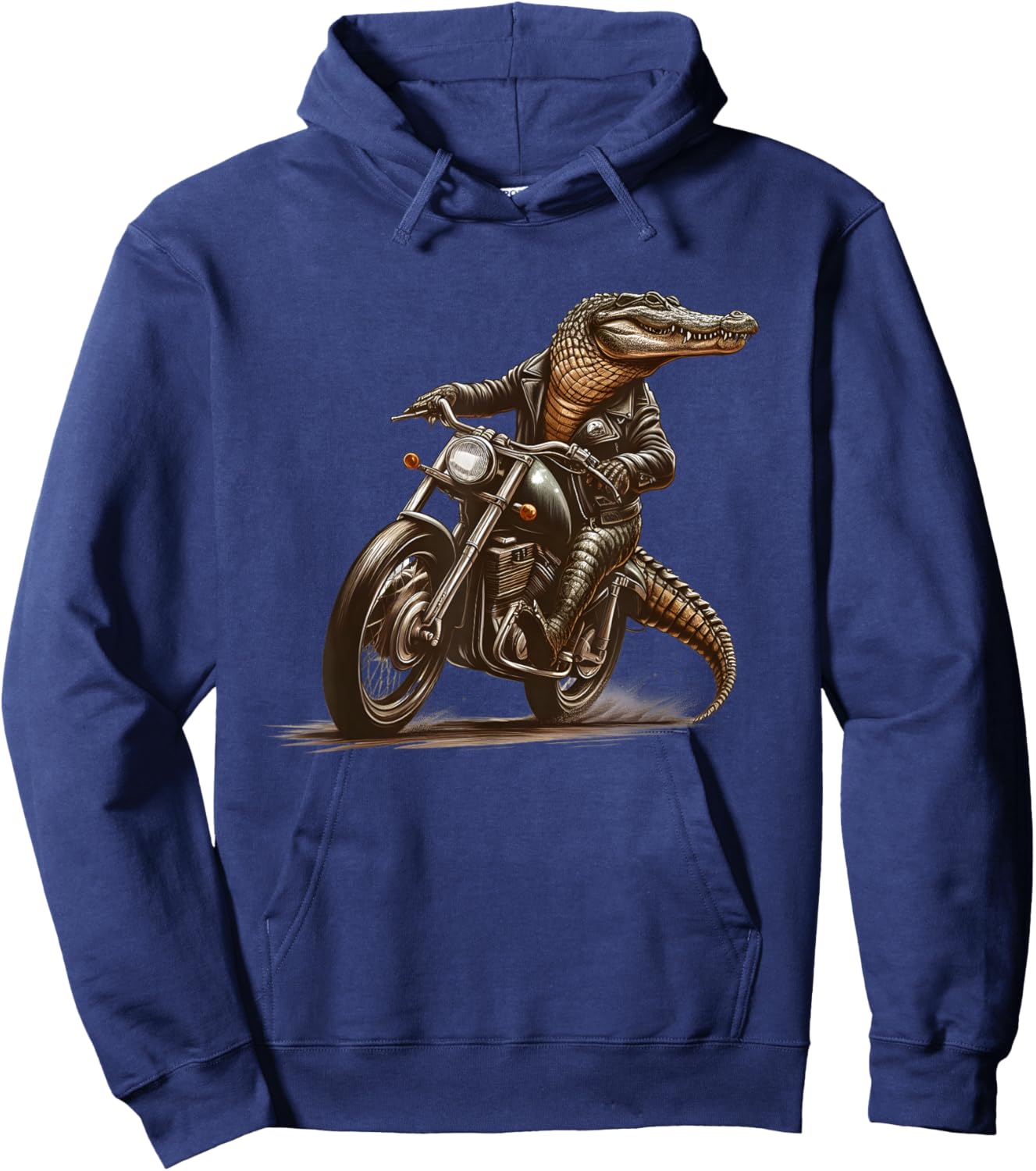 Funny Alligator Riding Motorcycle Crocodile Biker Bike Hoodie - Hoodie | Navy