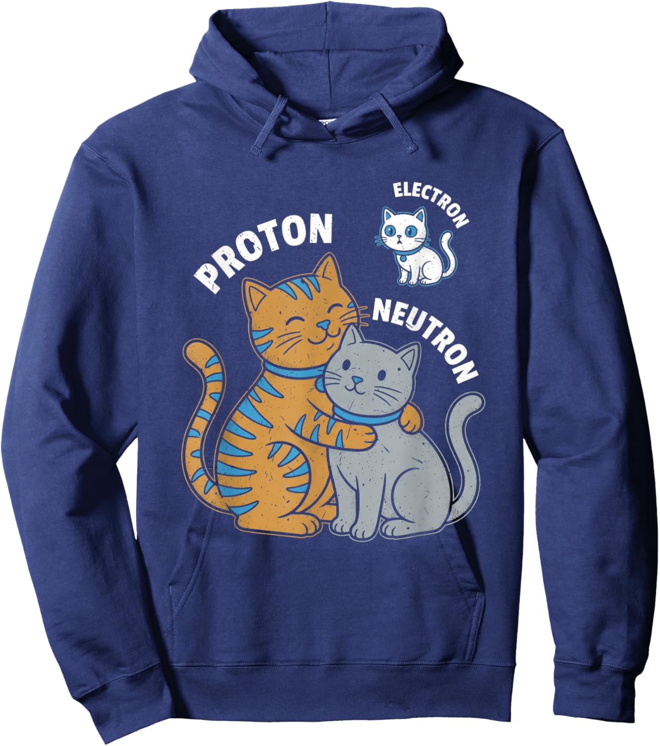 Science Cat Atom Proton Neutron Electron Physics Humor Hoodie - Hoodie | Navy