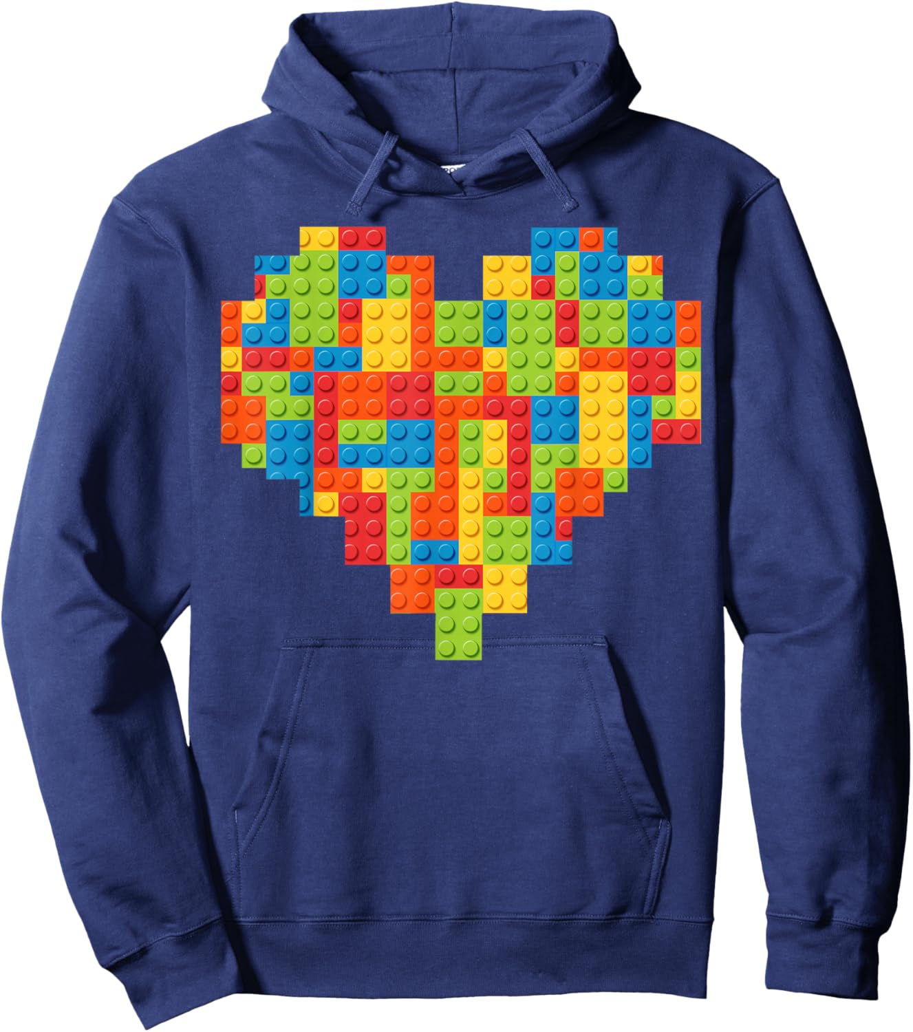 Brick Builder Heart Valentines Block Building Master Builder Hoodie - Hoodie | Navy