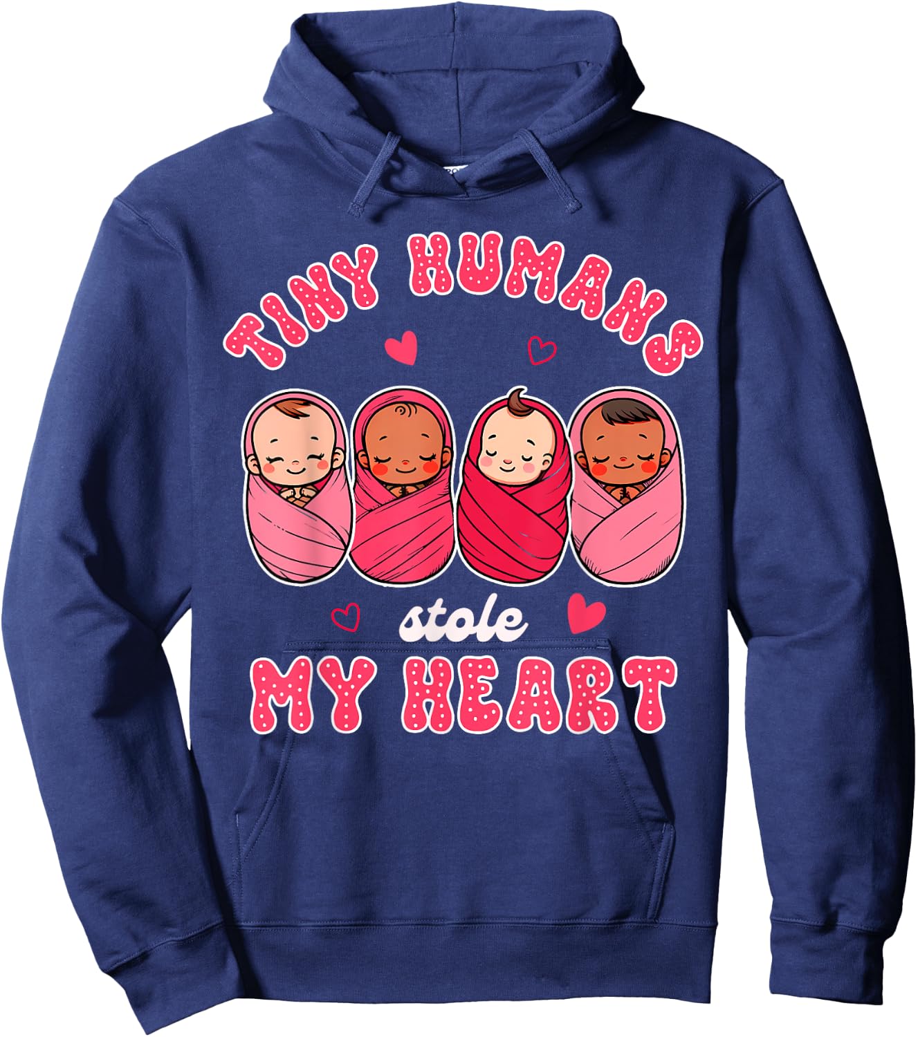 Valentine’s Day NICU Nurse Tiny Humans Stole My Heart Hoodie - Hoodie | Navy