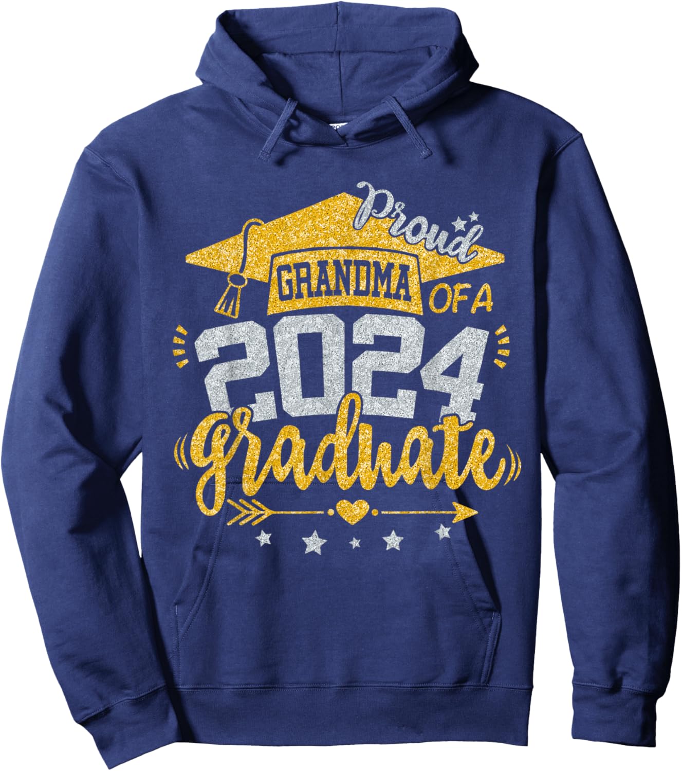 Grandma Senior 24 Proud Grandma of a Class of 2024 Graduate Hoodie - Hoodie | Navy