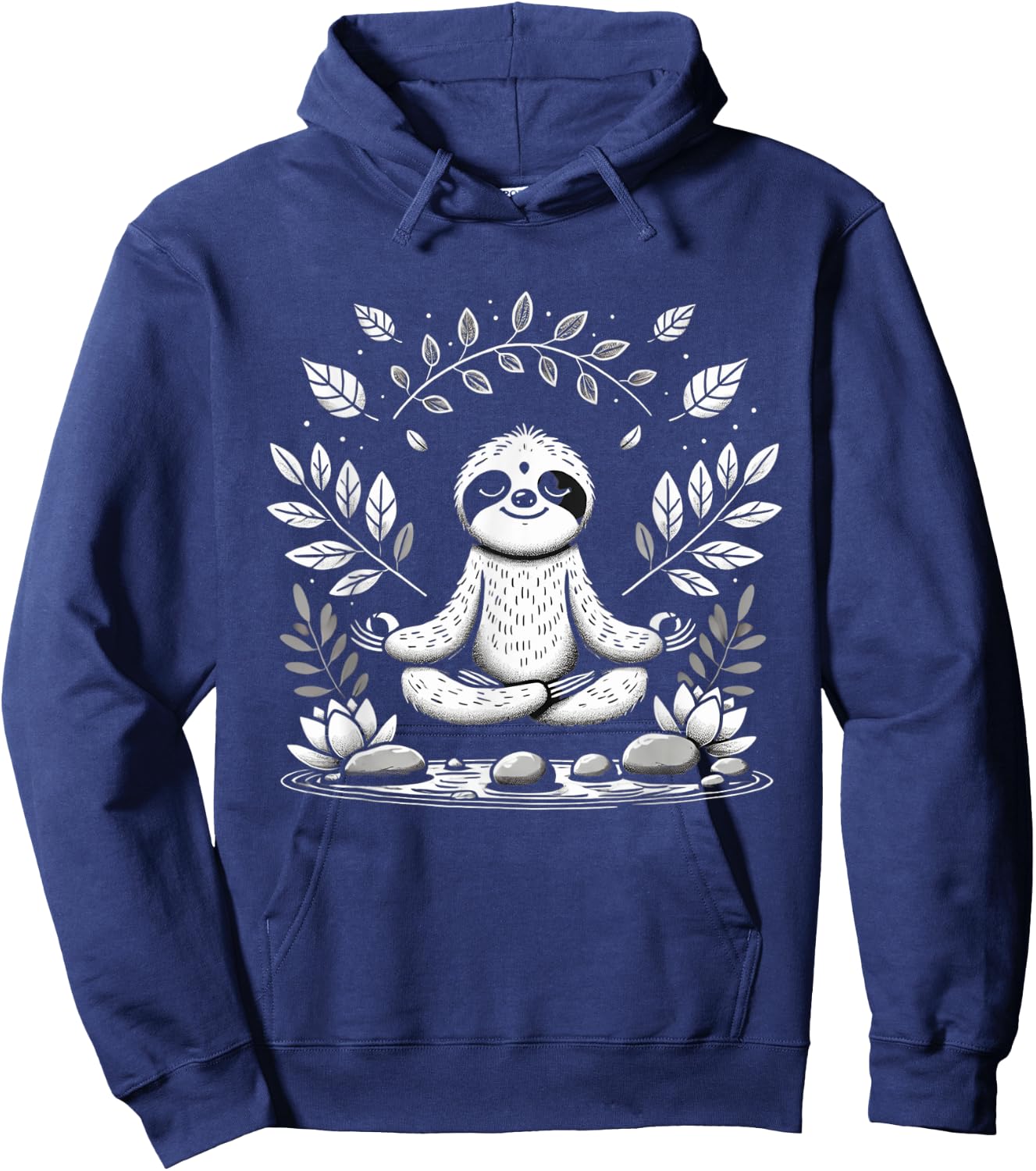 Cute Funny Sloth Meditating Meditation Peace Zen Sloth Hoodie - Hoodie | Navy