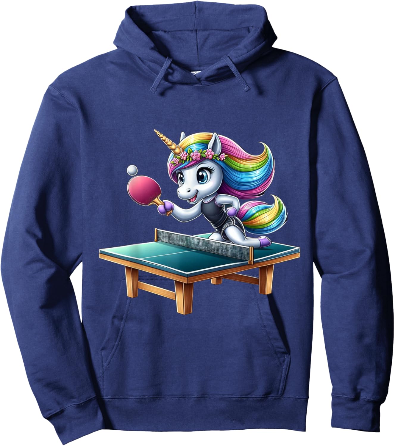 Unicorn Table Tennis Ping Pong Boys Girls Women Kids Teens Hoodie - Hoodie | Navy