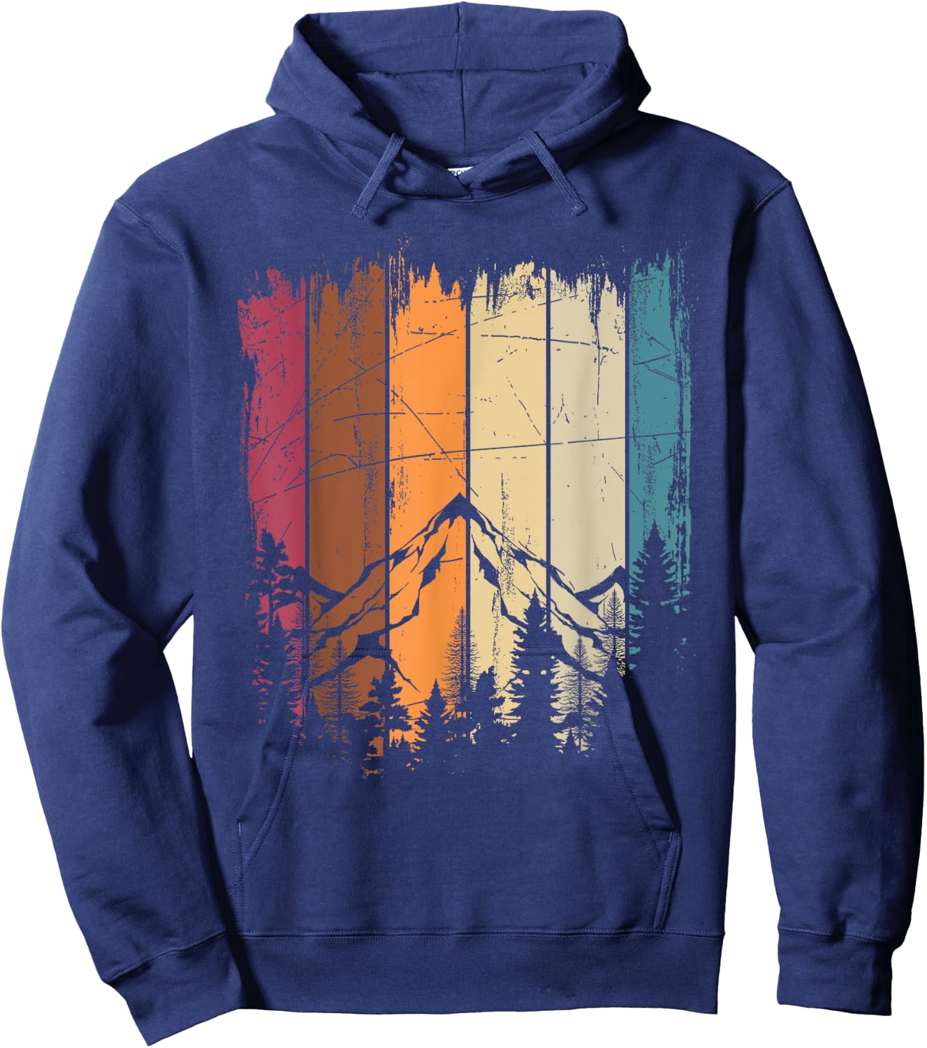 Mountains Outdoors Hiker Sport Retro Forest Nature Hiking Hoodie - Hoodie | Navy