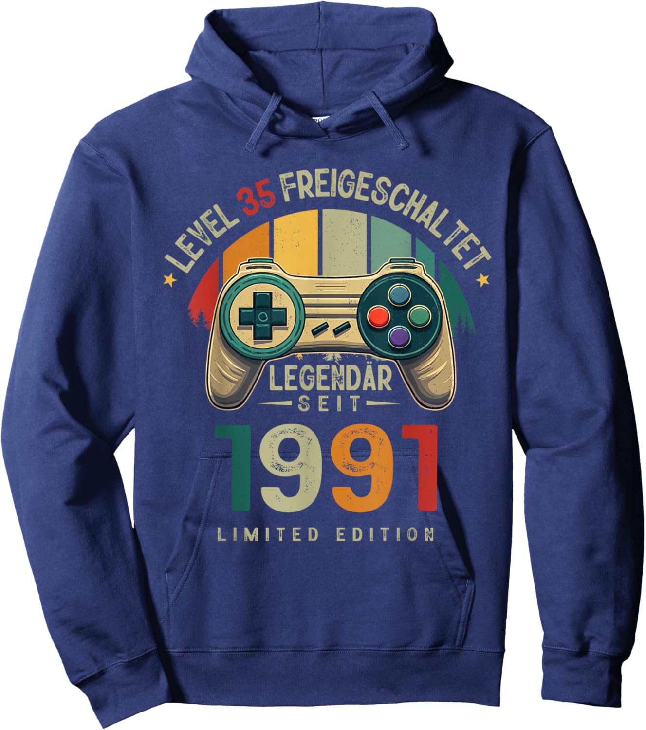 Level 35 Geburtstag Junge Gamer Mann Deko Jahrgang 1991 Hoodie - Hoodie | Navy