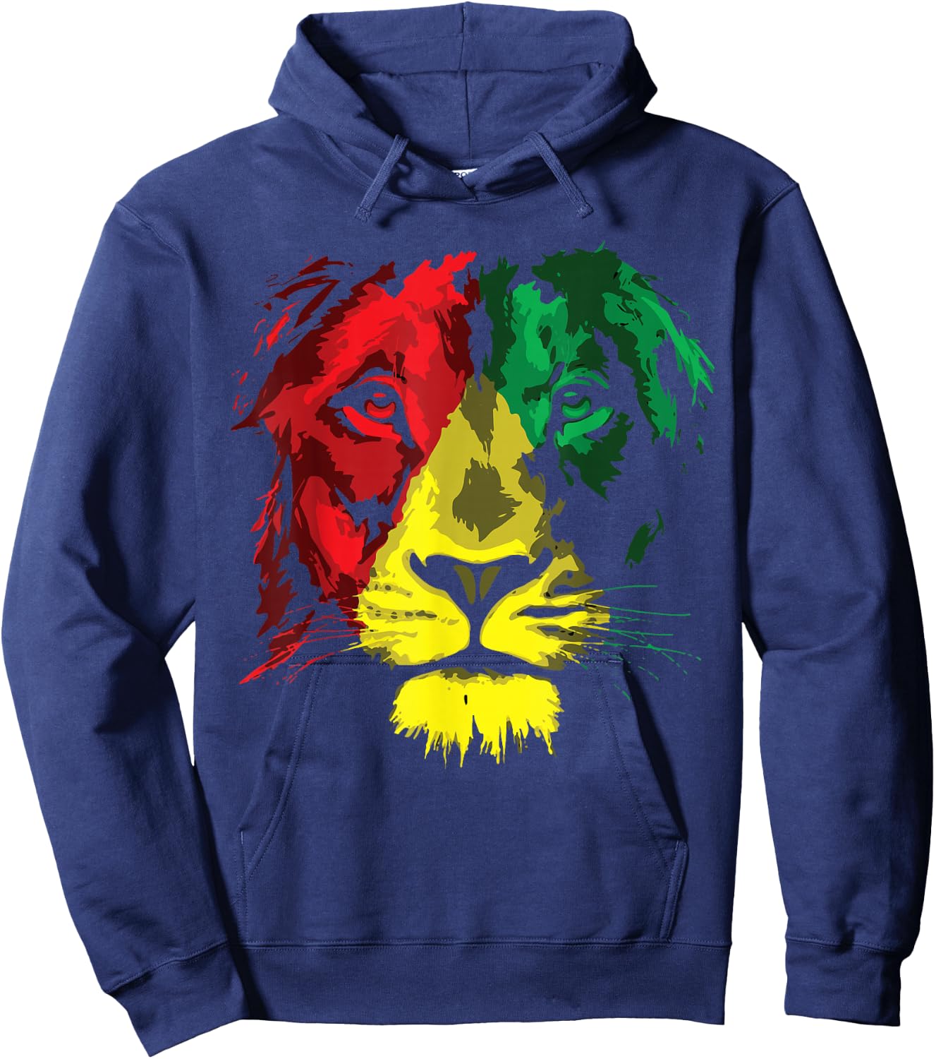 Reggae Lion Face - Lion Jamaica Flag Reggaeton Culture Hoodie - Hoodie | Navy