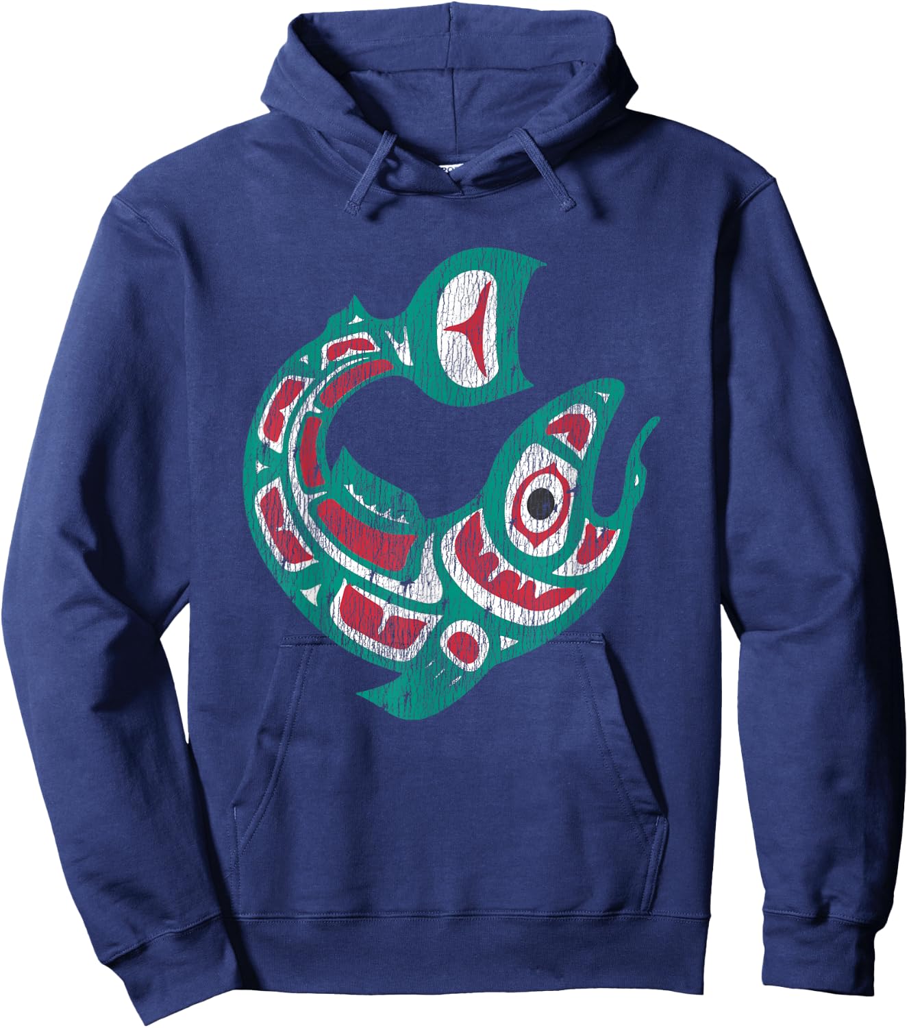 Native American Indian Salmon Fish Totem Pacific Northwest Hoodie - Hoodie | Navy