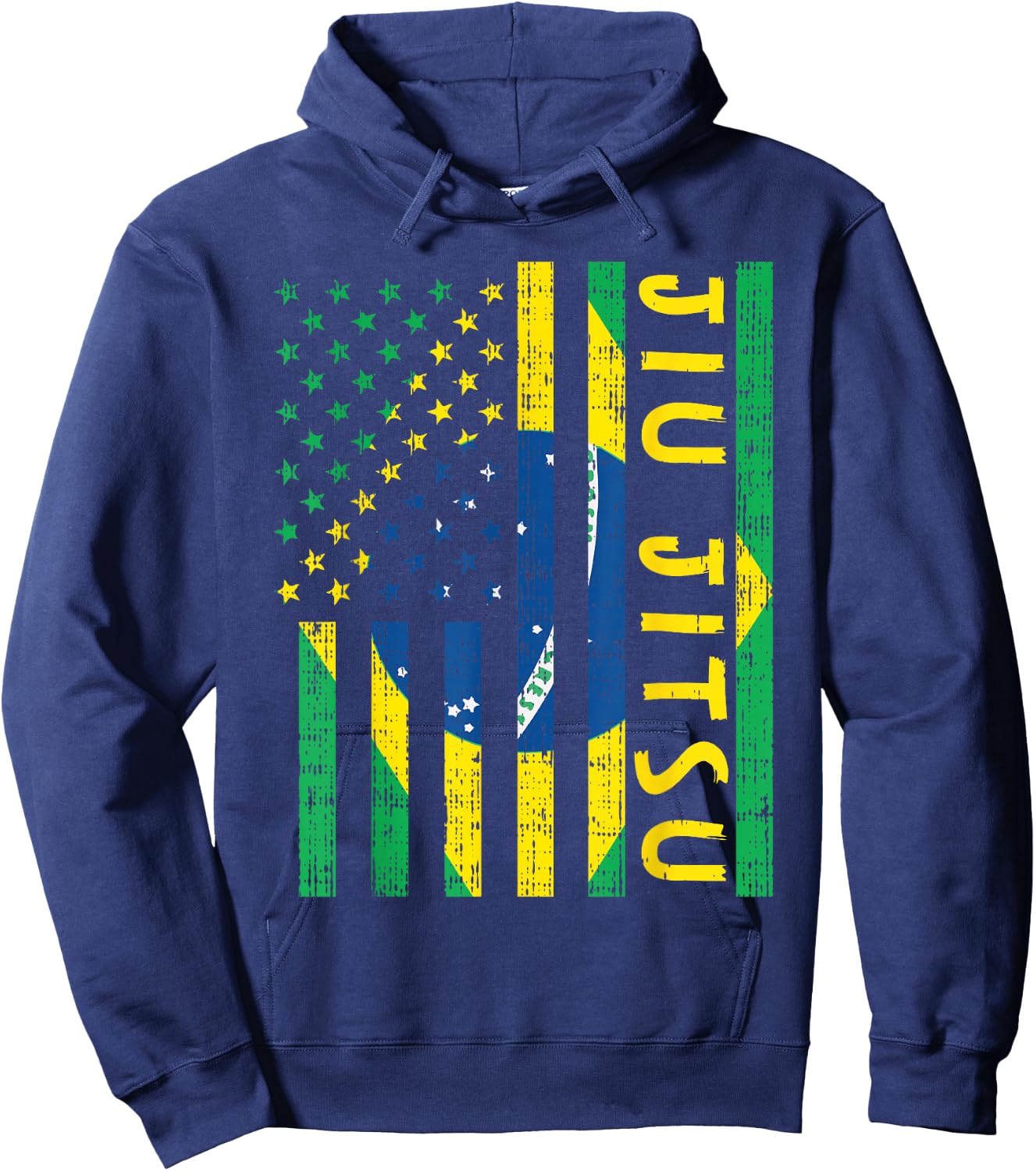 US Brazil Flag Jiu Jitsu Patriotic Brazilian Martial Art Hoodie - Hoodie | Navy