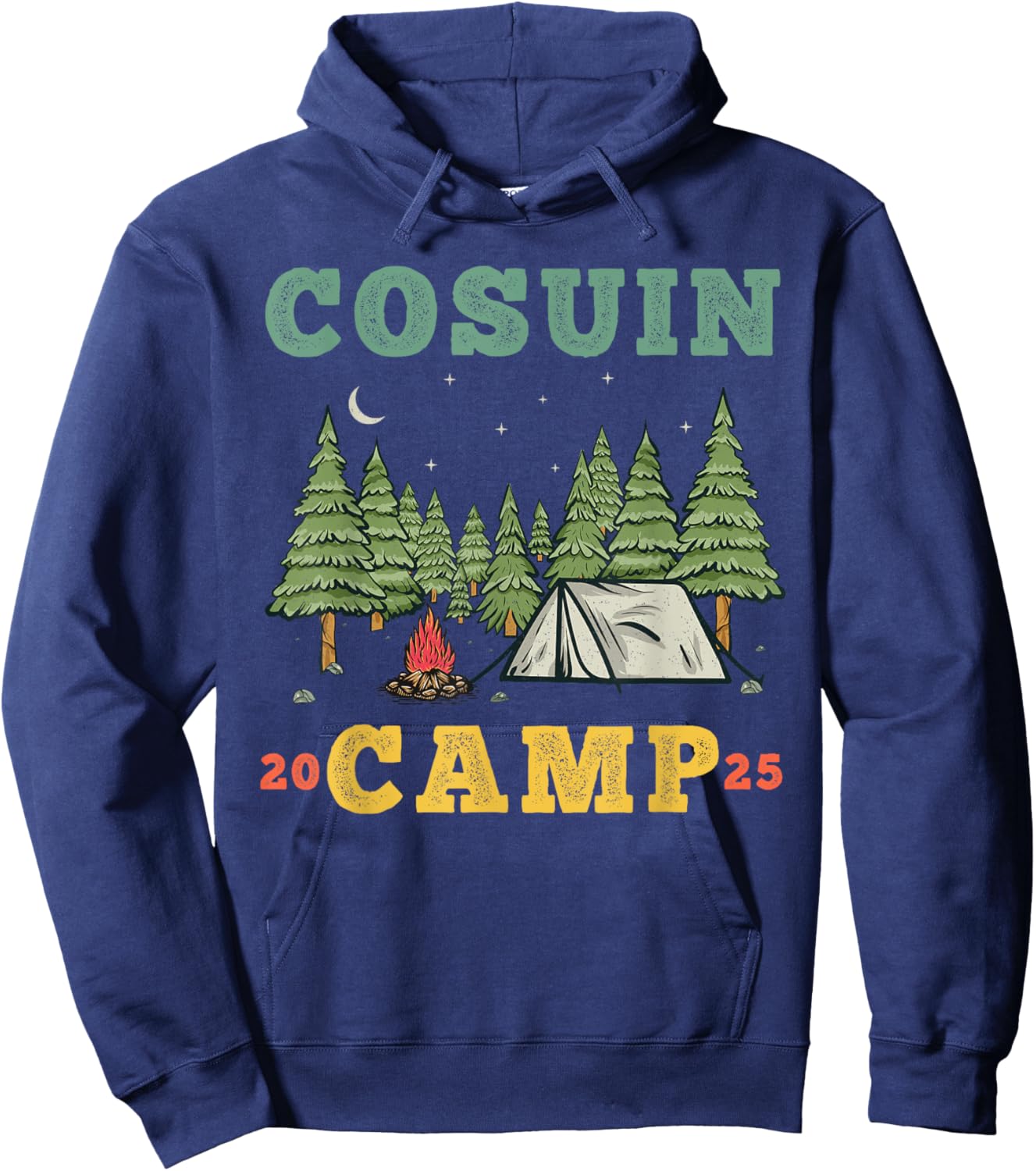 Cousin Camp Vintage Vacation Summer Camping Crew Hoodie - Hoodie | Navy