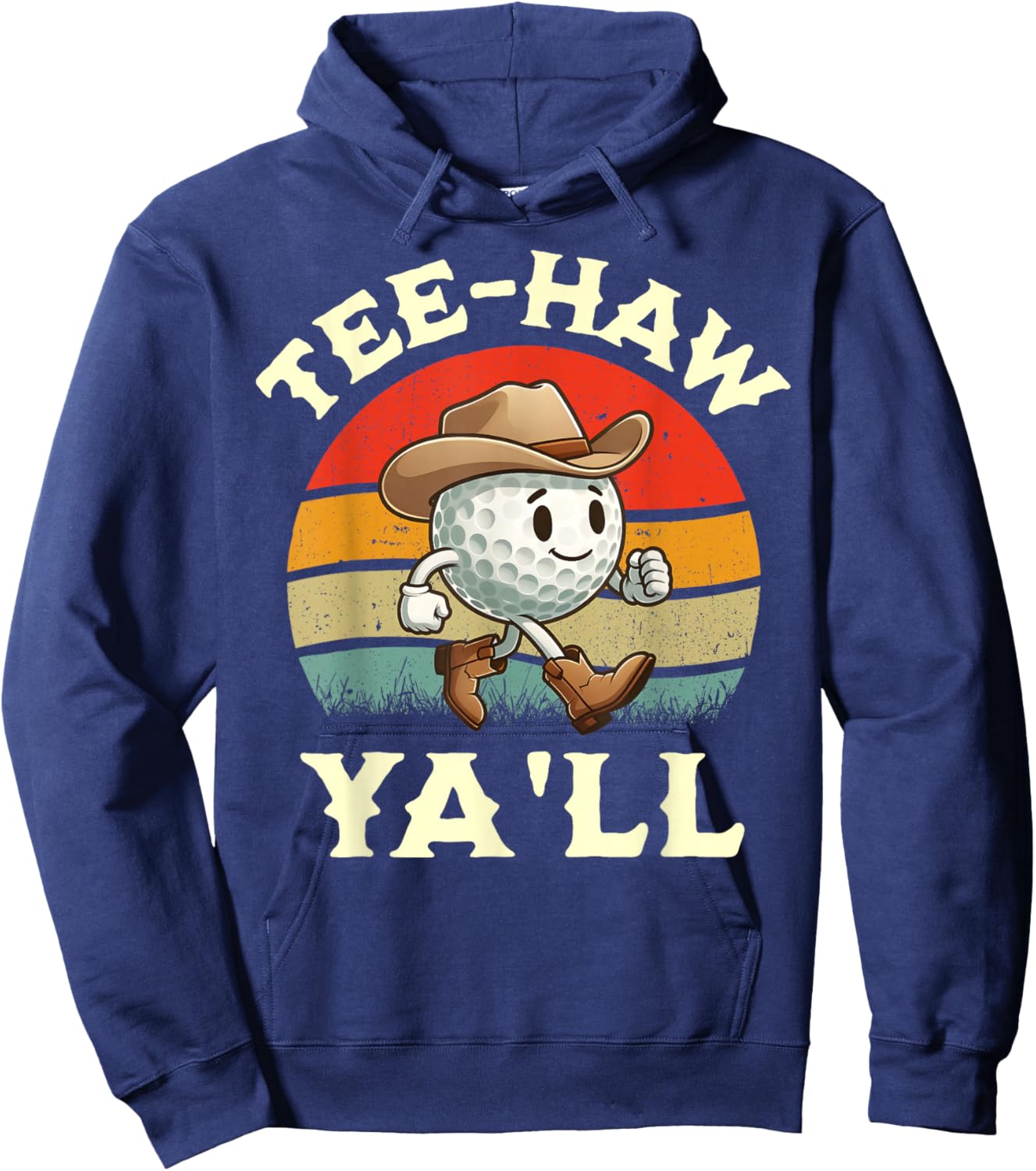 Western Haw Y'all Funny Golf Ball Cowboy Southern Retro Hoodie - Hoodie | Navy