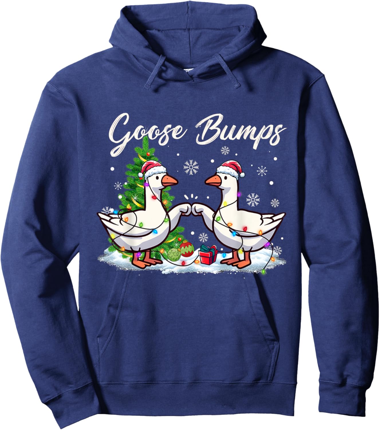 Christmas Goose Bumps Christmas Goose Geese let it snow Xmas Hoodie - Hoodie | Navy