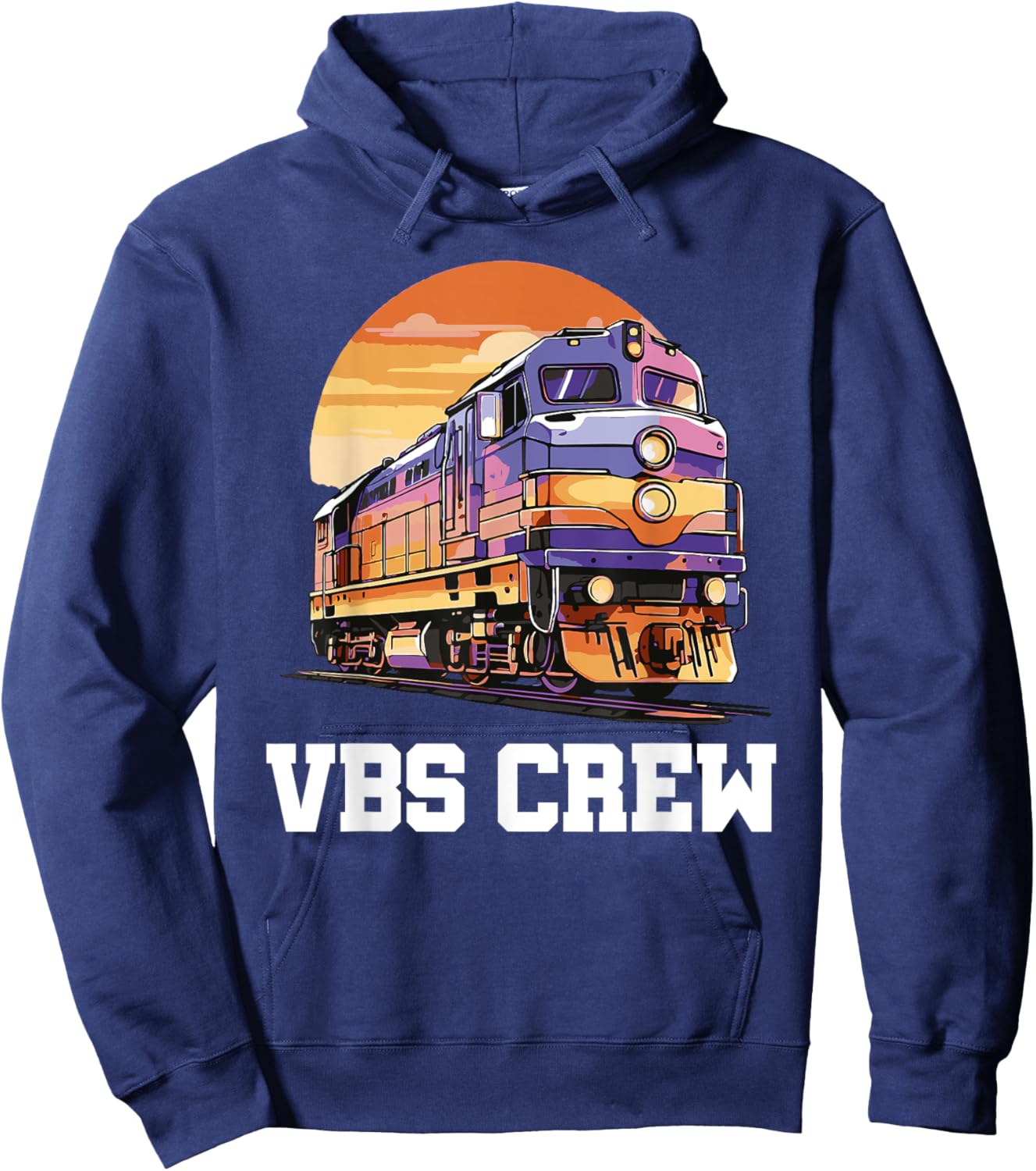 I Love VBS 2025 Vacation Bible School Railroad VBS Crew Hoodie - Hoodie | Navy