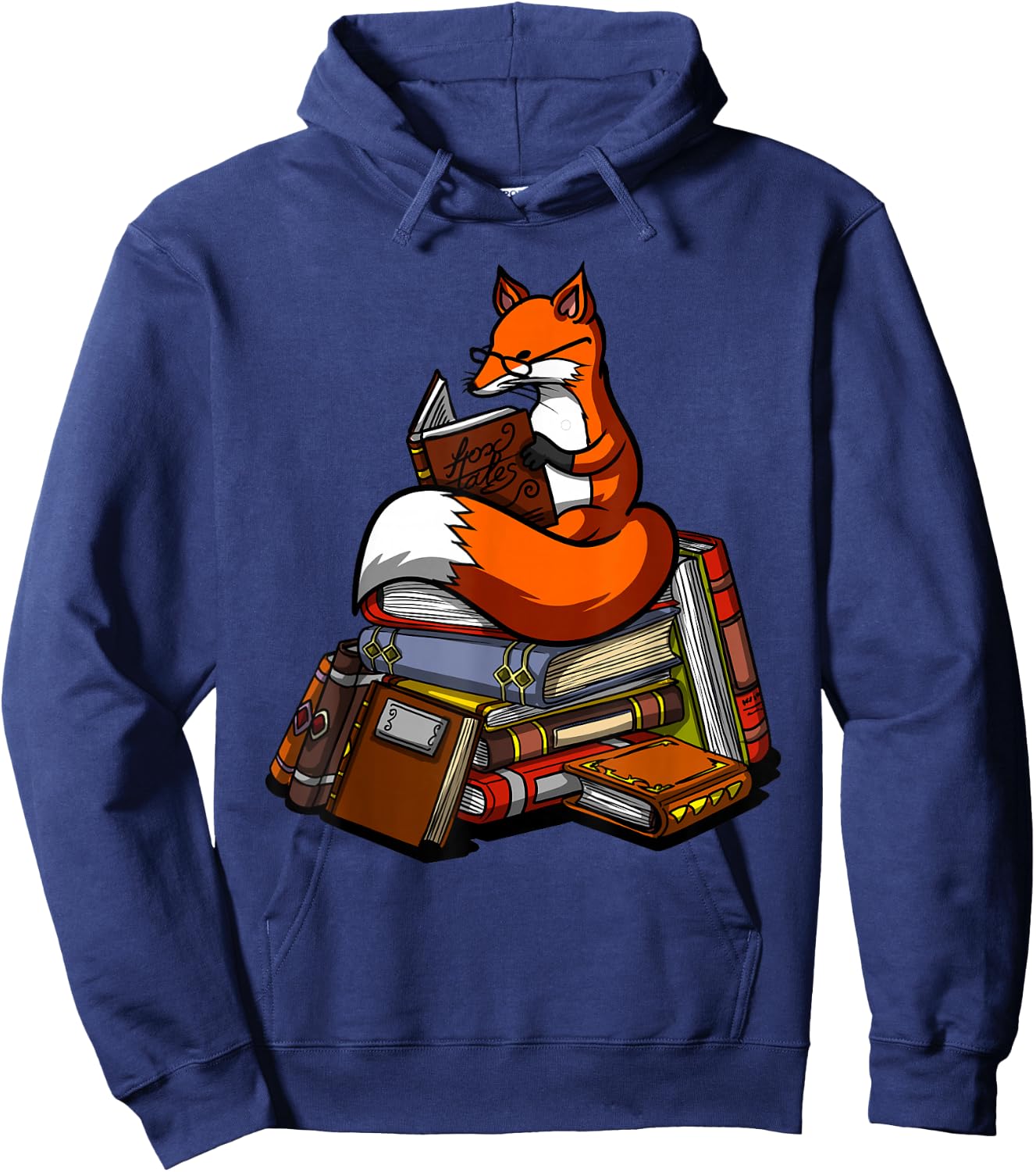 Fox Book Reading Books Nerd Library Reader Geek Librarian Hoodie - Hoodie | Navy