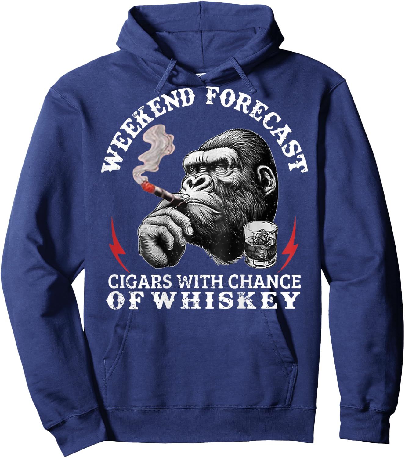 Weekend Forecast Cigars with A Chance of Whiskey Monkey Hoodie - Hoodie | Navy