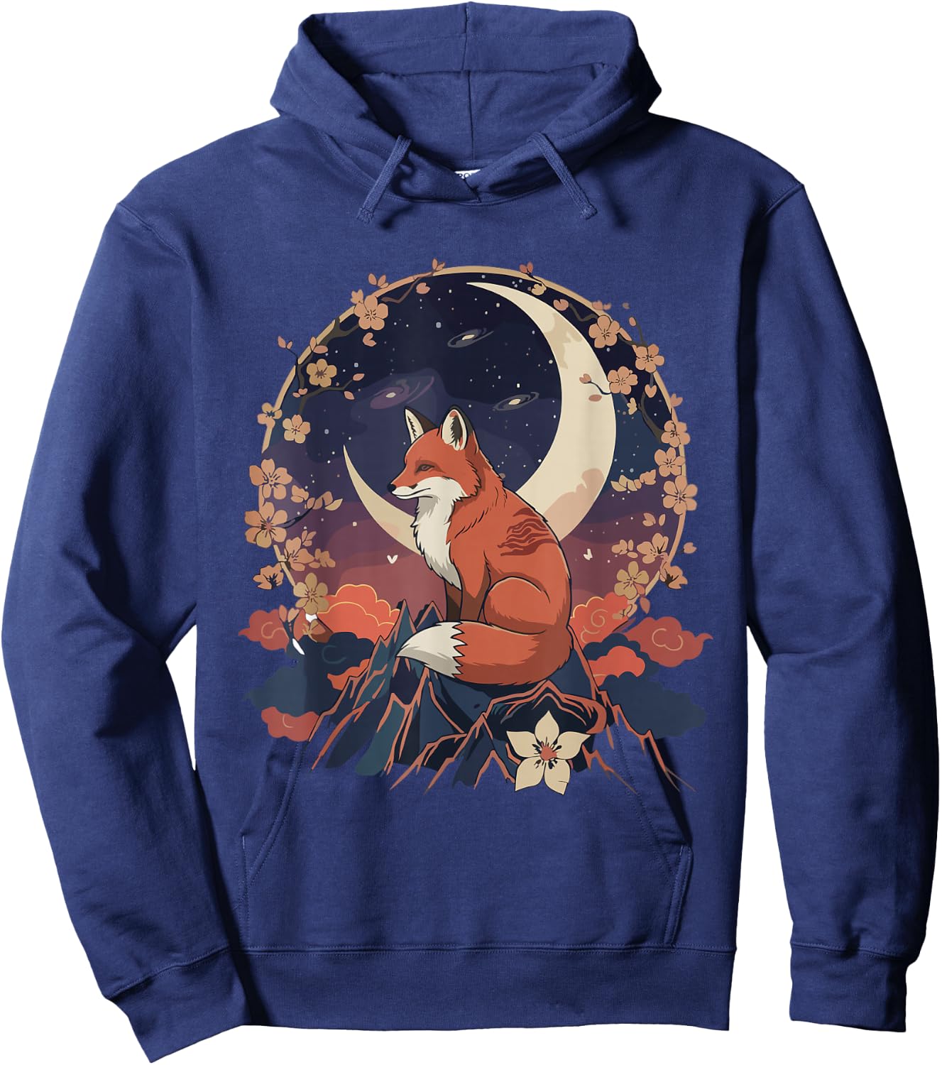 Kawaii Celestial Fox Japanese Anime T Shirts Men Women Kids Hoodie - Hoodie | Navy