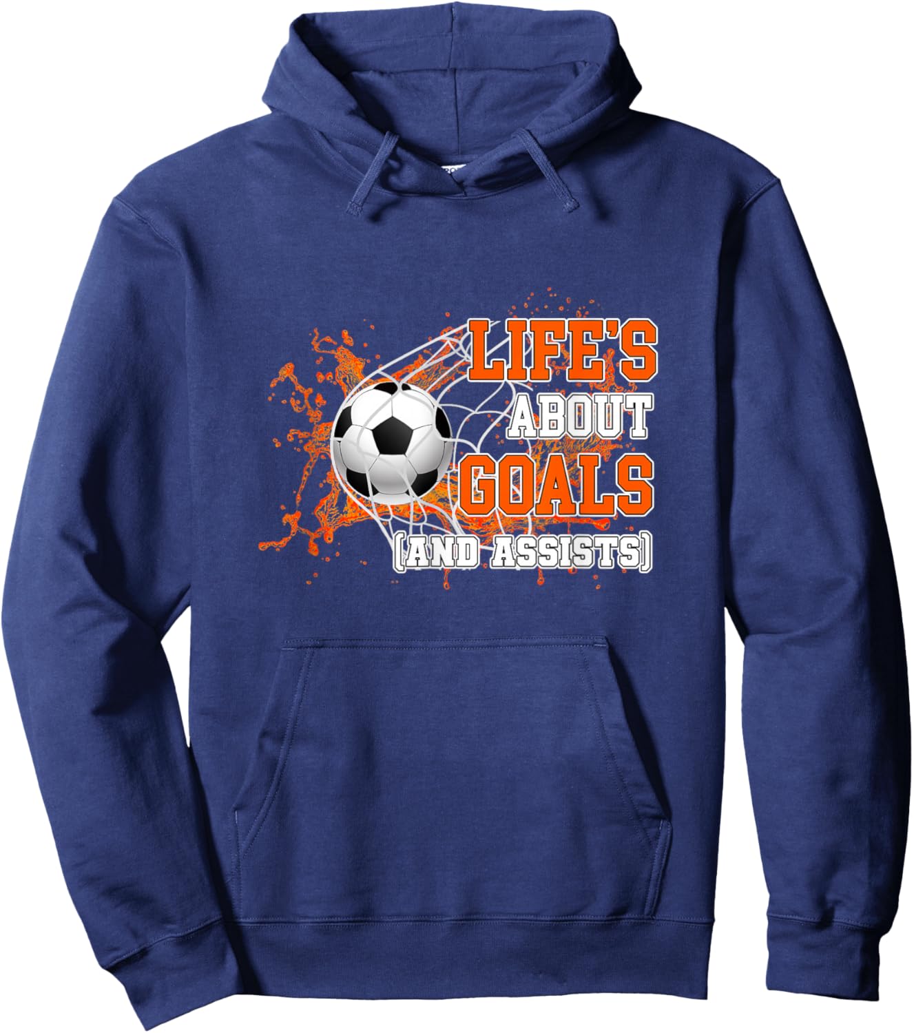 Life Is About Goals And Assists Soccer Player Sports Futbol Hoodie - Hoodie | Navy