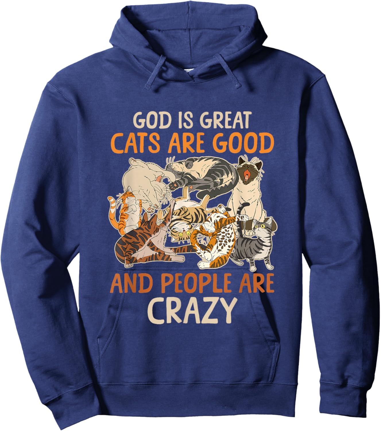 God Is Great Cats Are Good And People Are Crazy Saying Hoodie - Hoodie | Navy