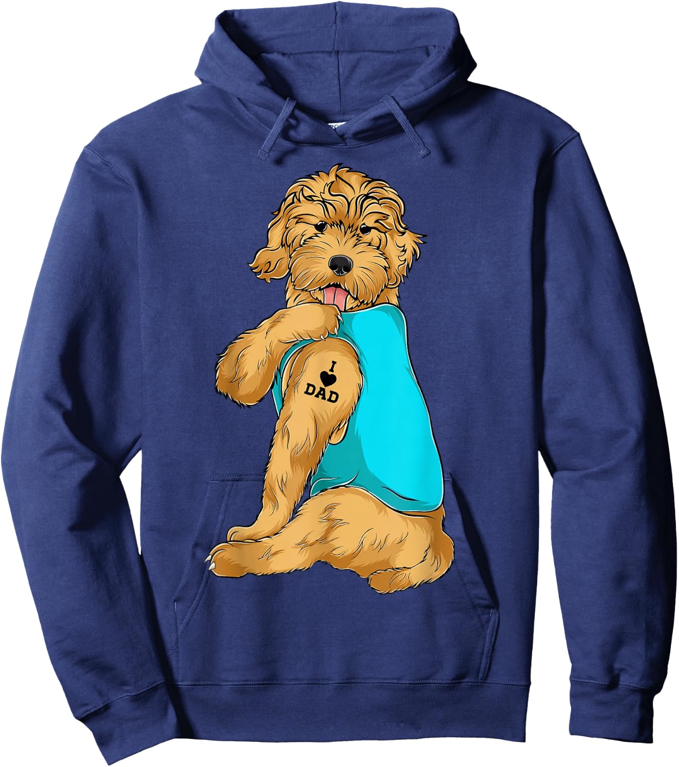 Golden Doodle I Love Dad Tattoo Apparel, Dog Dad Gifts Dads Hoodie - Hoodie | Navy