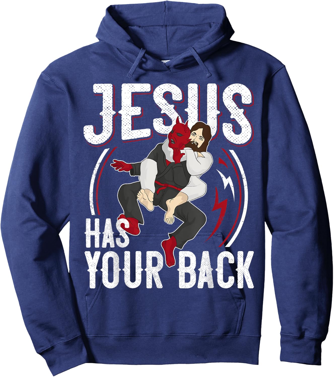 Jesus Has Your Back Shirt Brazilian Jiu Jitsu BJJ Christian Hoodie - Hoodie | Navy