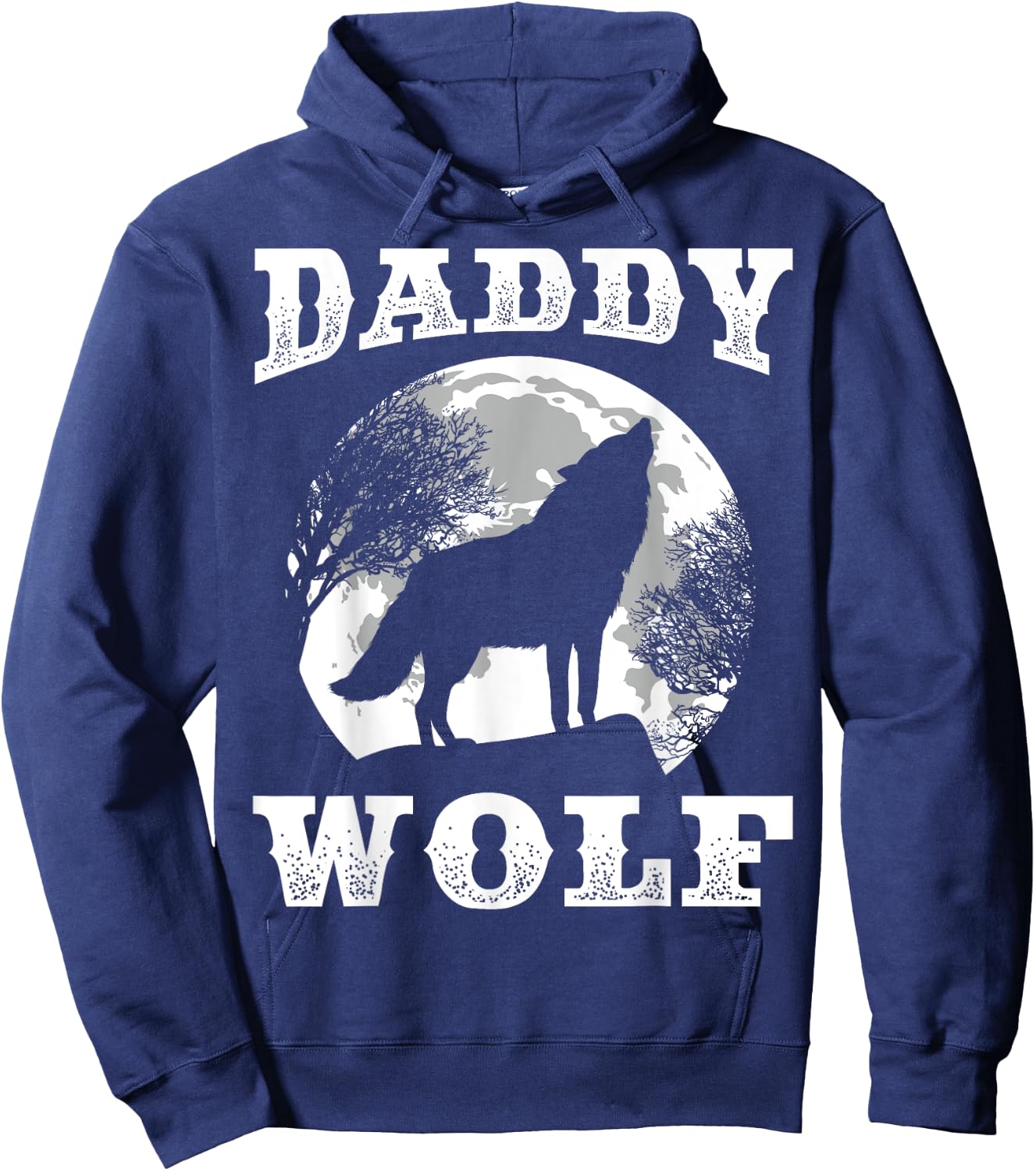 Daddy Wolf Design Wolves Dad Moon Hoodie - Hoodie | Navy