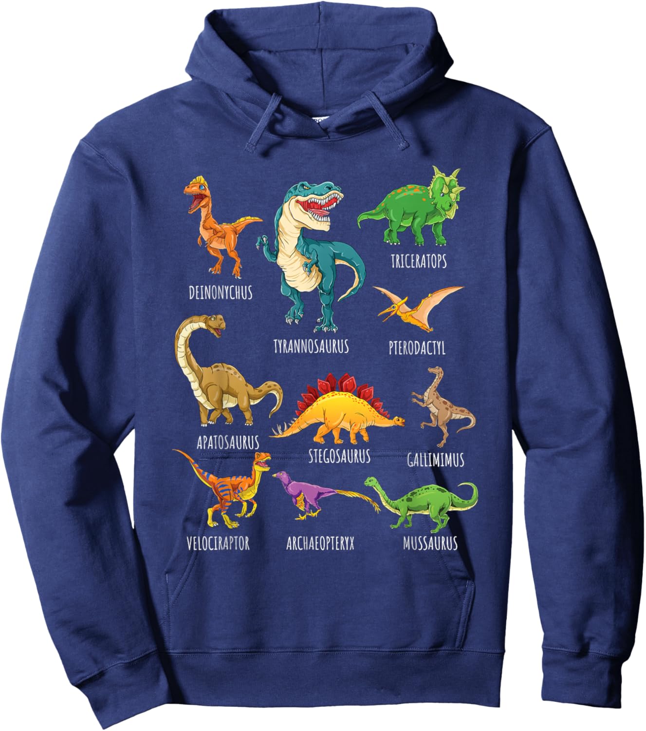 Types of Dinosaurs Graphics Dino Identification Small Hoodie - Hoodie | Navy