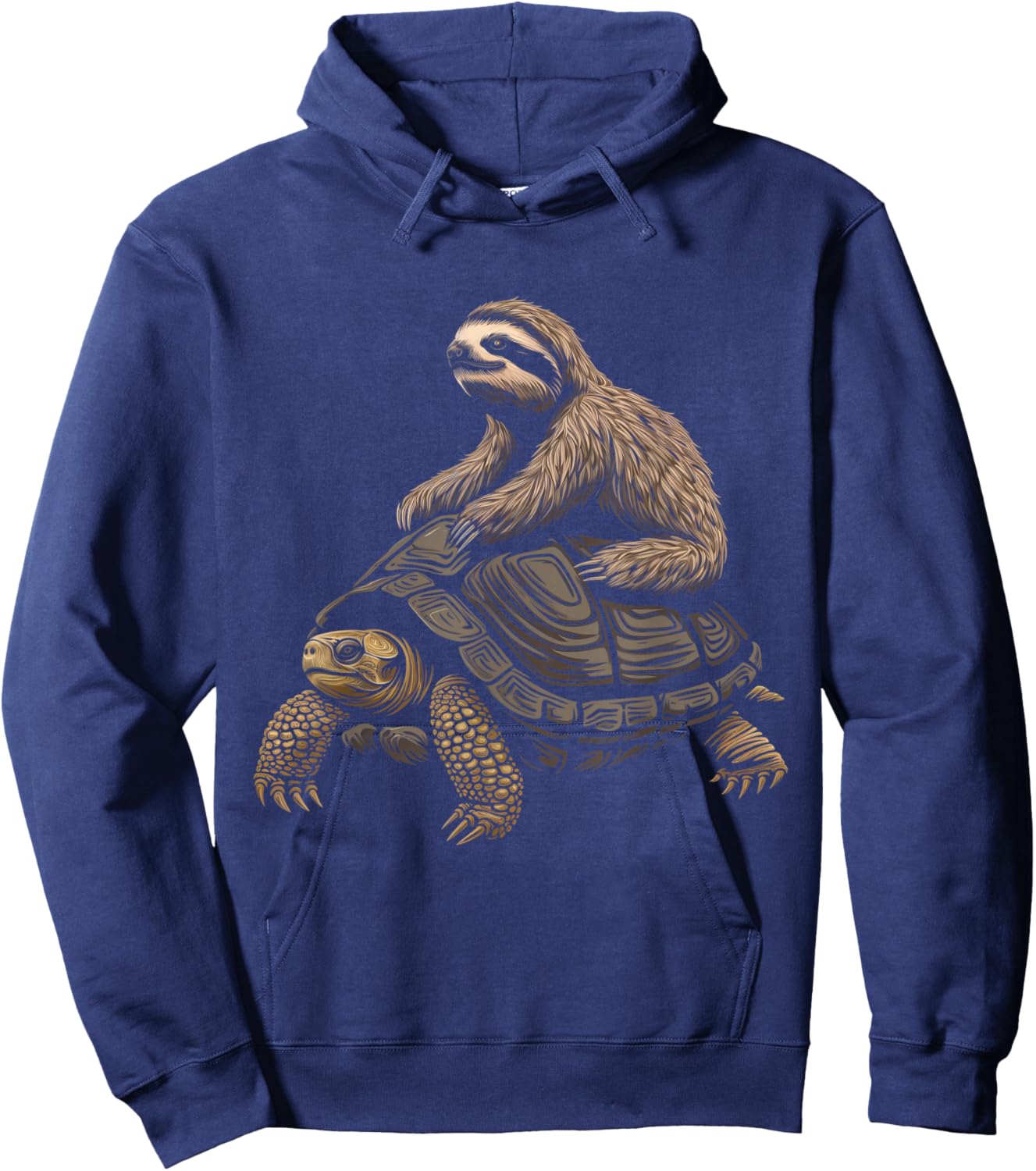 Sloth Riding Turtle Funny Animal Sloth Lover Hoodie - Hoodie | Navy