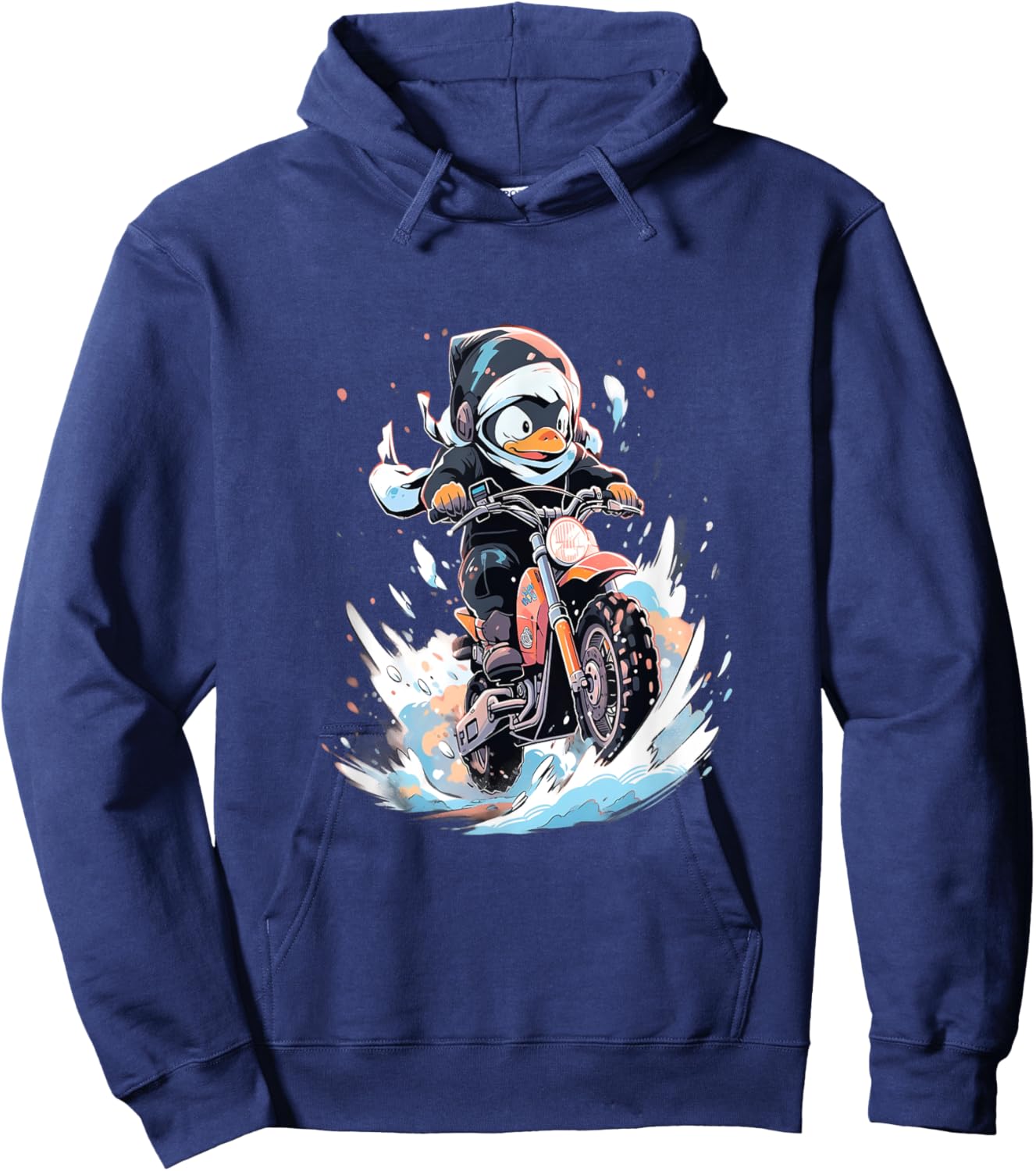 Dirt Bike Penguin Ice Racer Motorcycle Ice Racing Hoodie - Hoodie | Navy