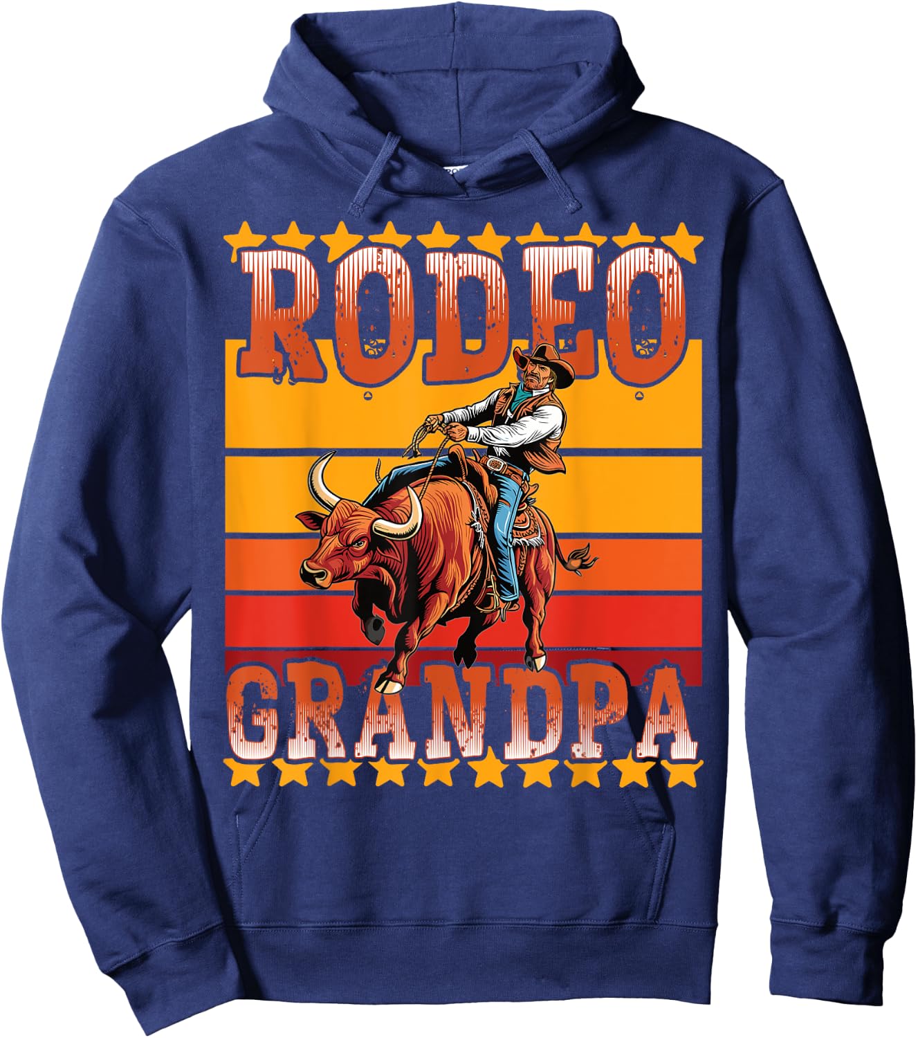 Rodeo Rider Crew Grandpa Western Cowboy Horses Bulls Rodeo Hoodie - Hoodie | Navy