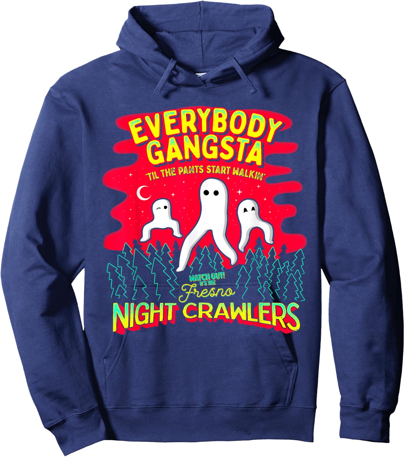 Strangeology Fresno Nightcrawlers Adult - Black, Small - Short Sleeve, Classic Fit - Cryptozoology Meme Hoodie - Hoodie | Navy