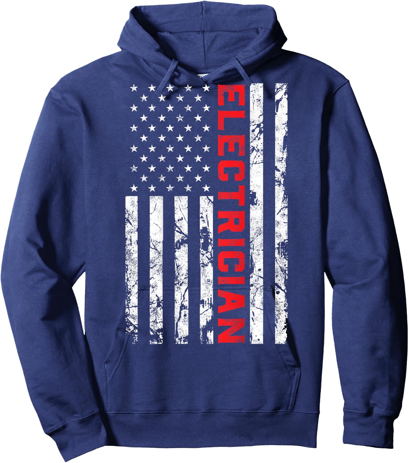 Electrician Patriotic American flag electrician father day Hoodie - Hoodie | Navy