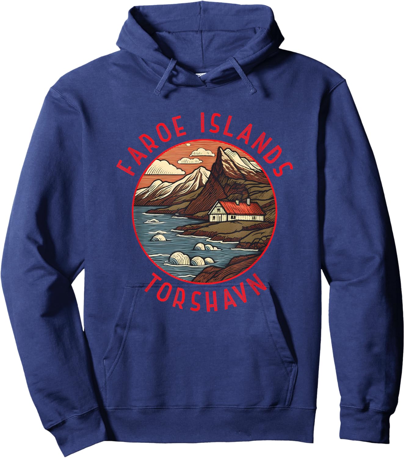 Faroe Islands Tórshavn Retro Distressed Circle Hoodie - Hoodie | Navy