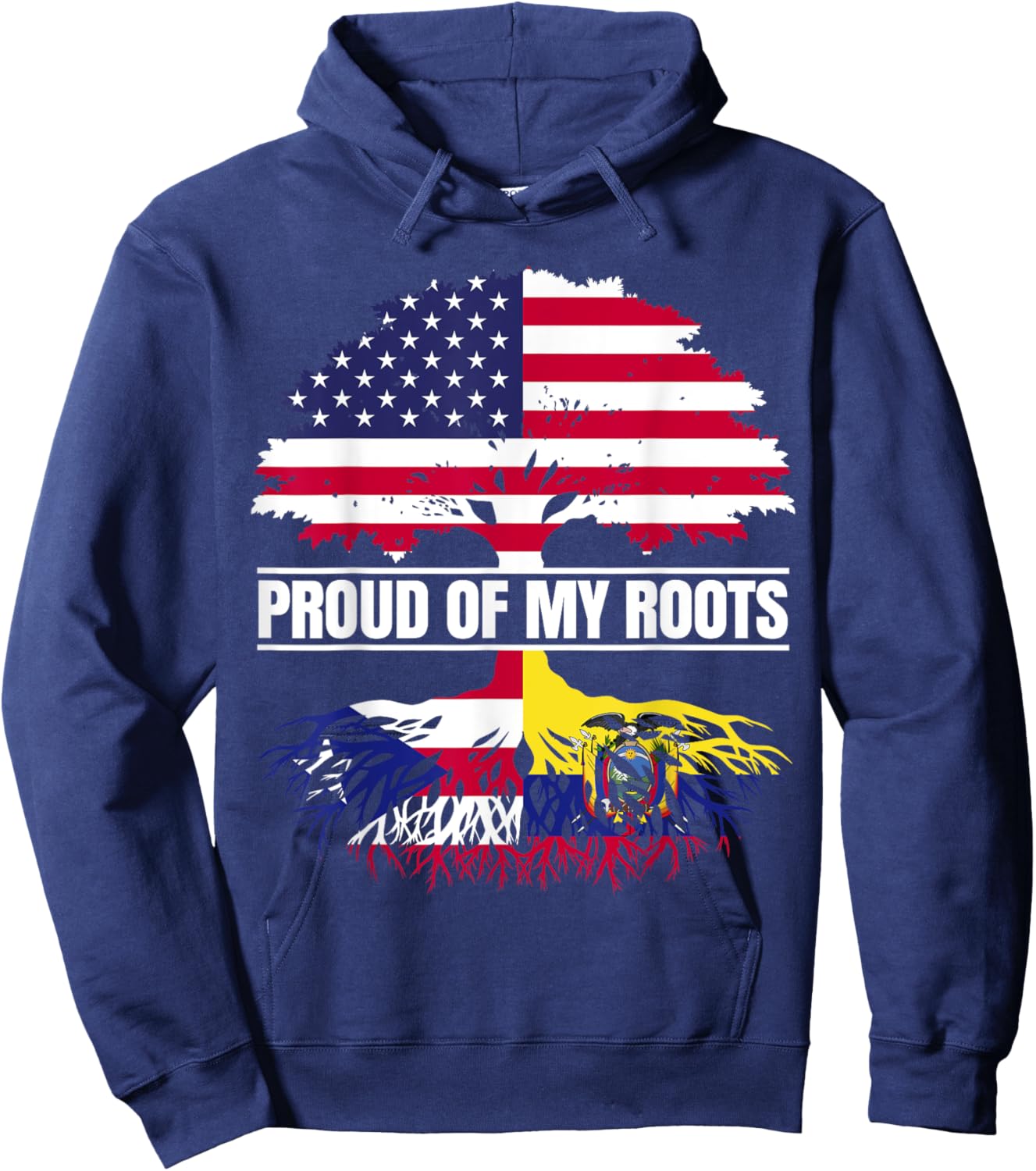 Boricua Ecuador Mix Proud of Roots Puerto Rican Ecuadorian Hoodie - Hoodie | Navy