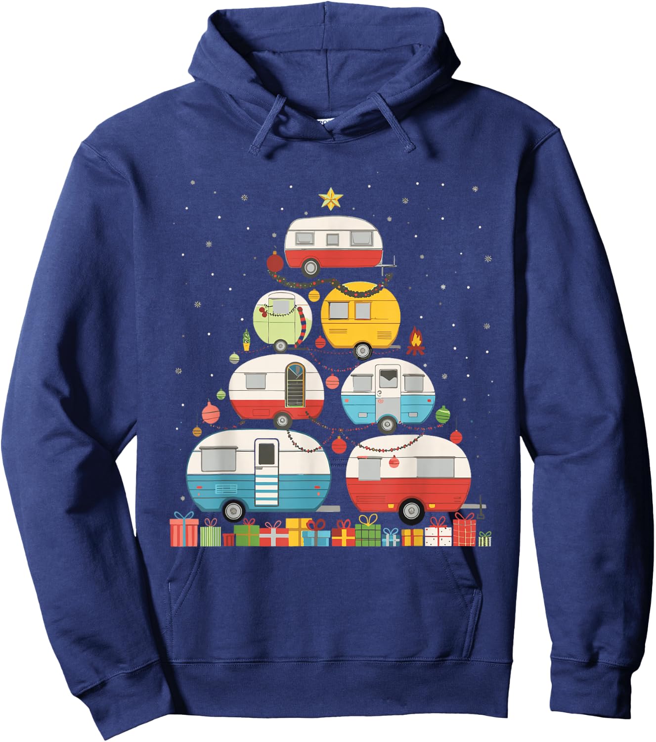 Camping Christmas Tree Hoodie - Hoodie | Navy