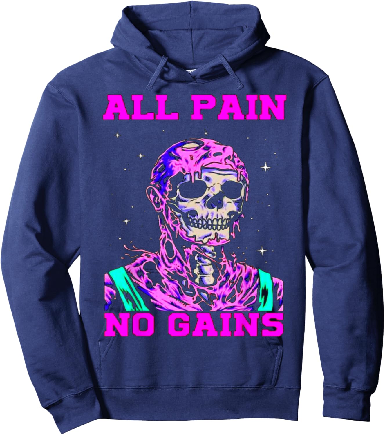 All Pain No Gains Fitness Weightlifting Bodybuilding Gym Hoodie - Hoodie | Navy
