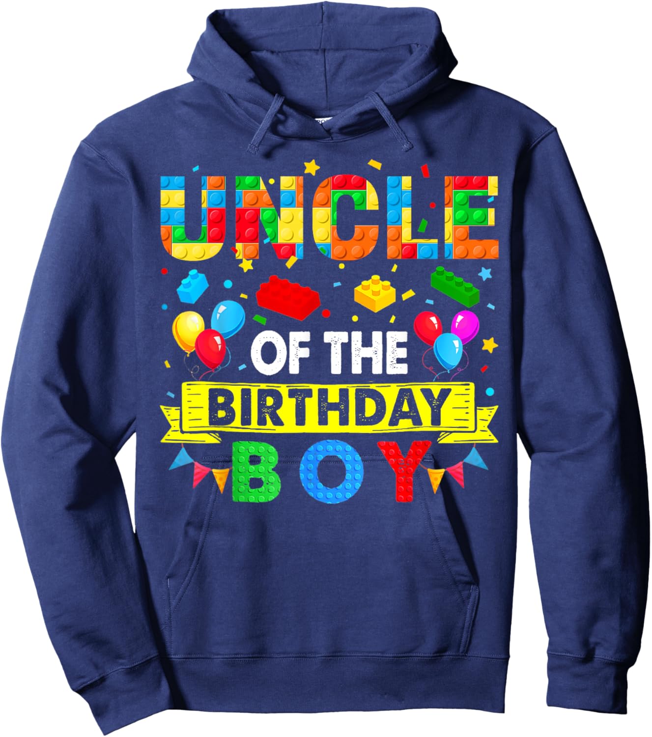 Uncle Of The Birthday Boy Master Builder Blocks Building Hoodie - Hoodie | Navy