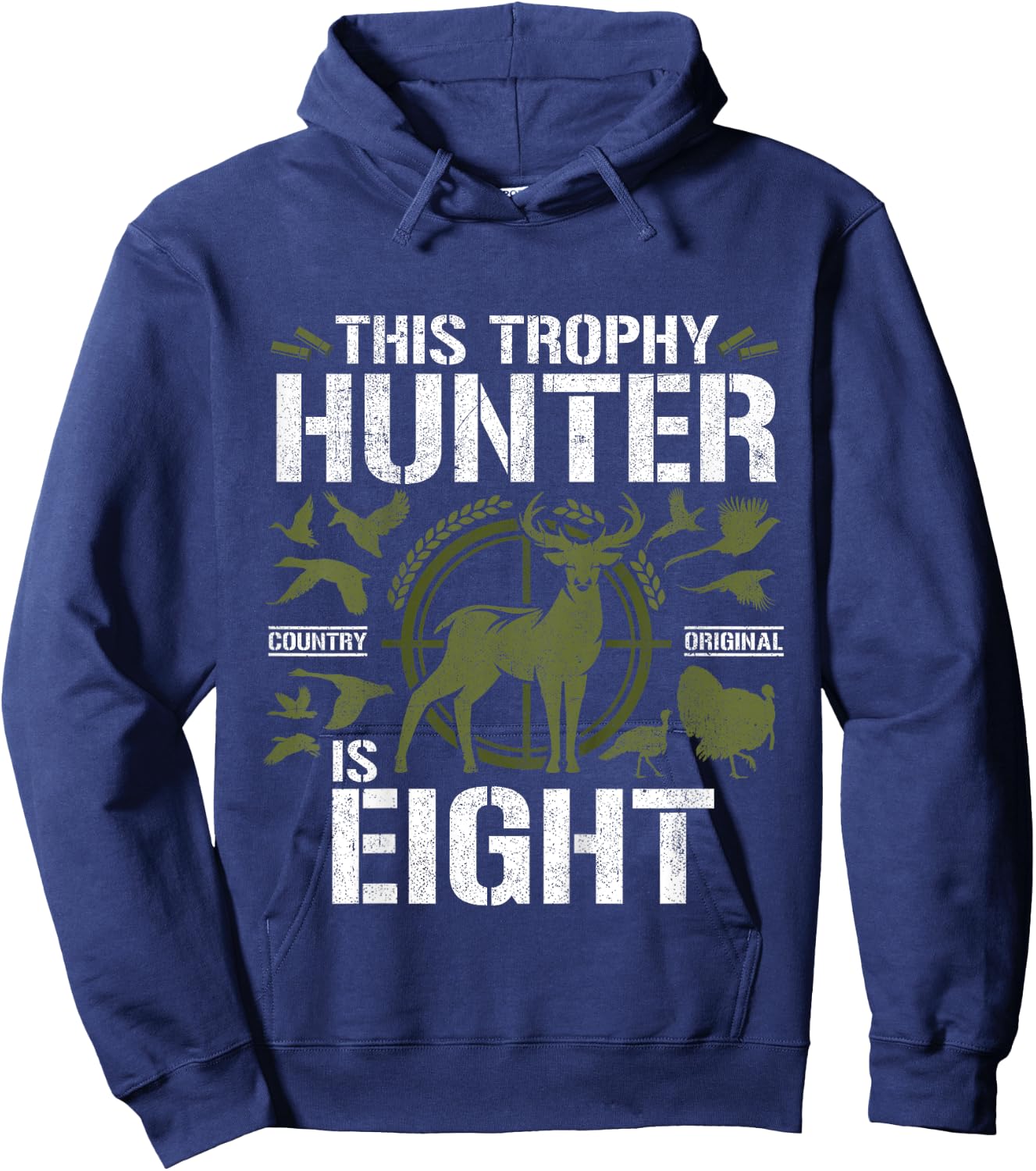 8 Year Old Hunting Birthday Party Duck Deer Hunter 8th Gift Hoodie - Hoodie | Navy