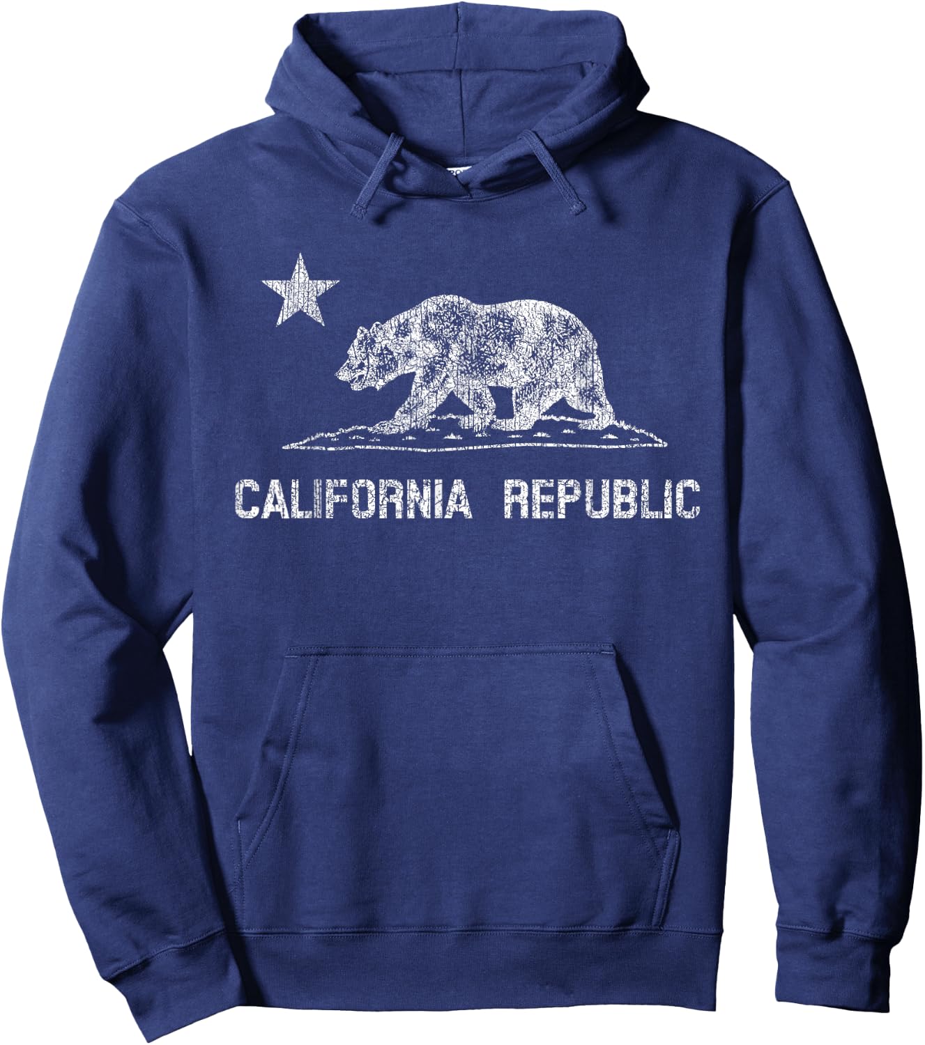 California Republic Flag Distressed Bear Hoodie - Hoodie | Navy