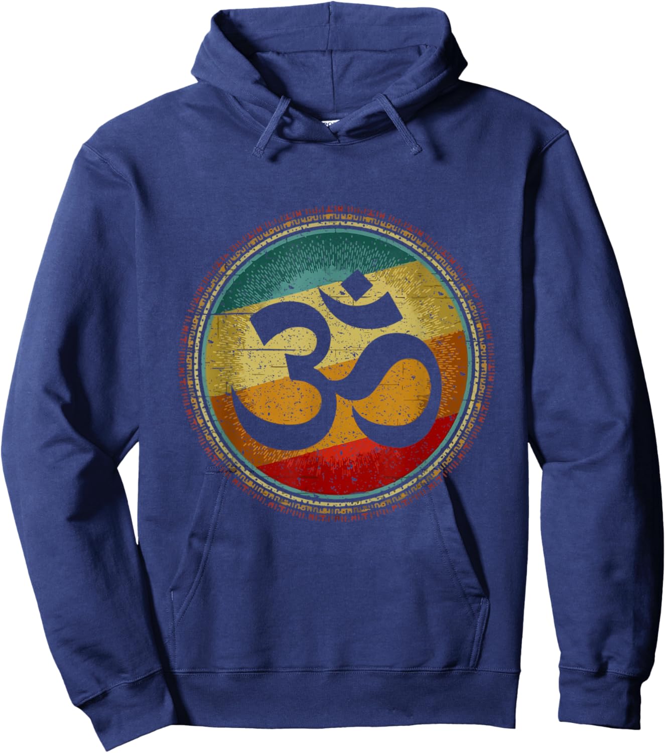 Om Ohm Symbol Retro Vintage 80s Style Meditation Yoga Hoodie - Hoodie | Navy