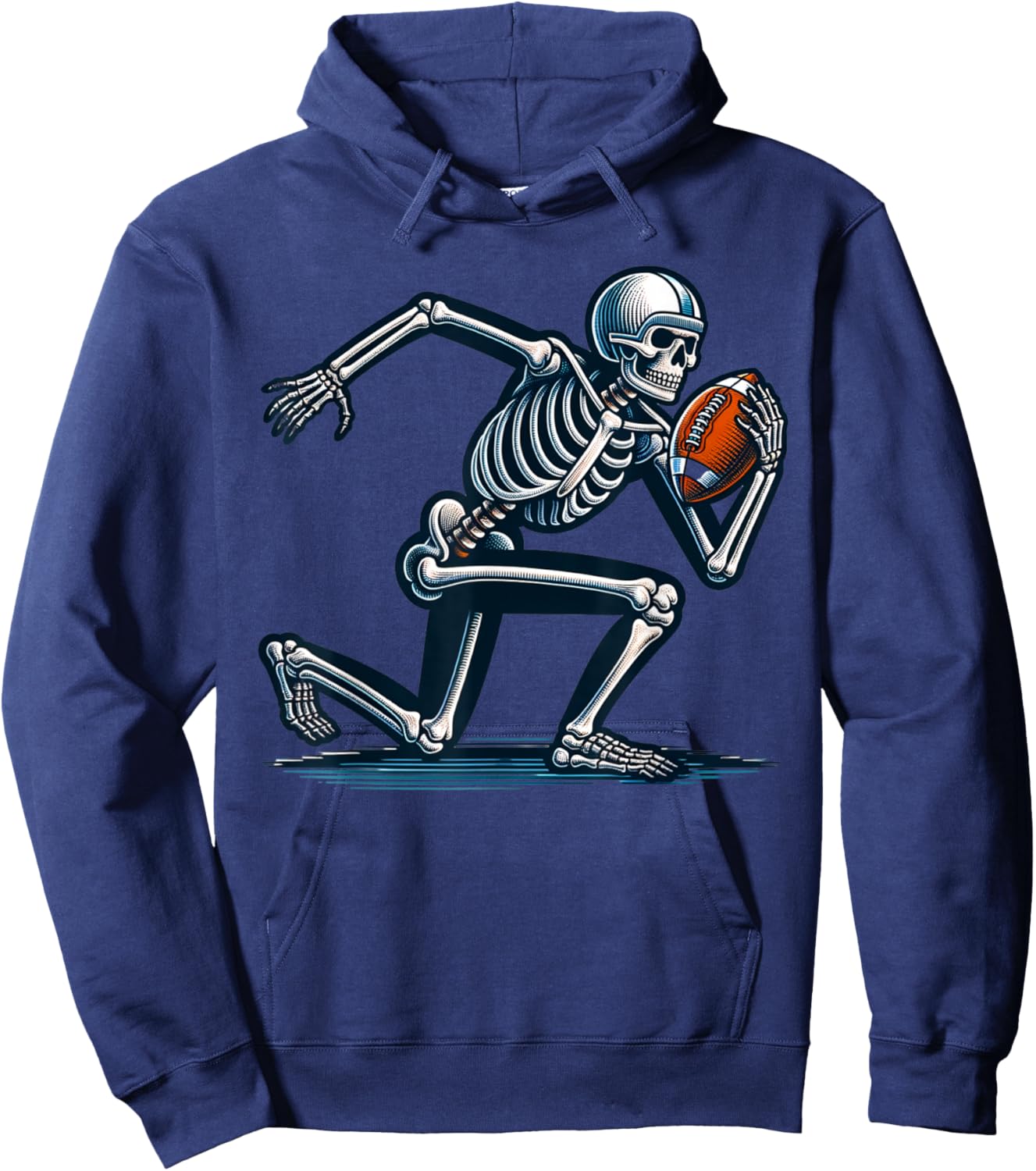 American Football Skeleton Boys Men Football Fan Halloween Hoodie - Hoodie | Navy