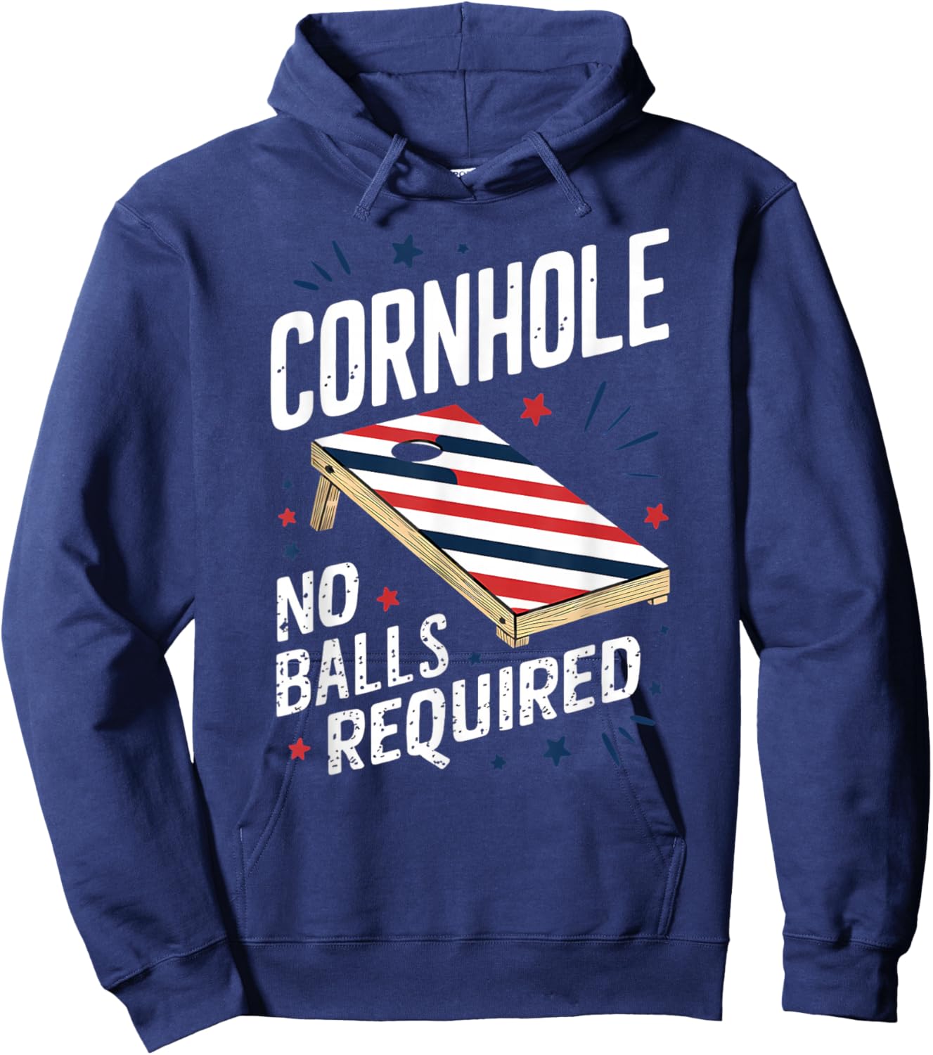 Funny Patriotic July 4th Cornhole No Balls Required Hoodie - Hoodie | Navy