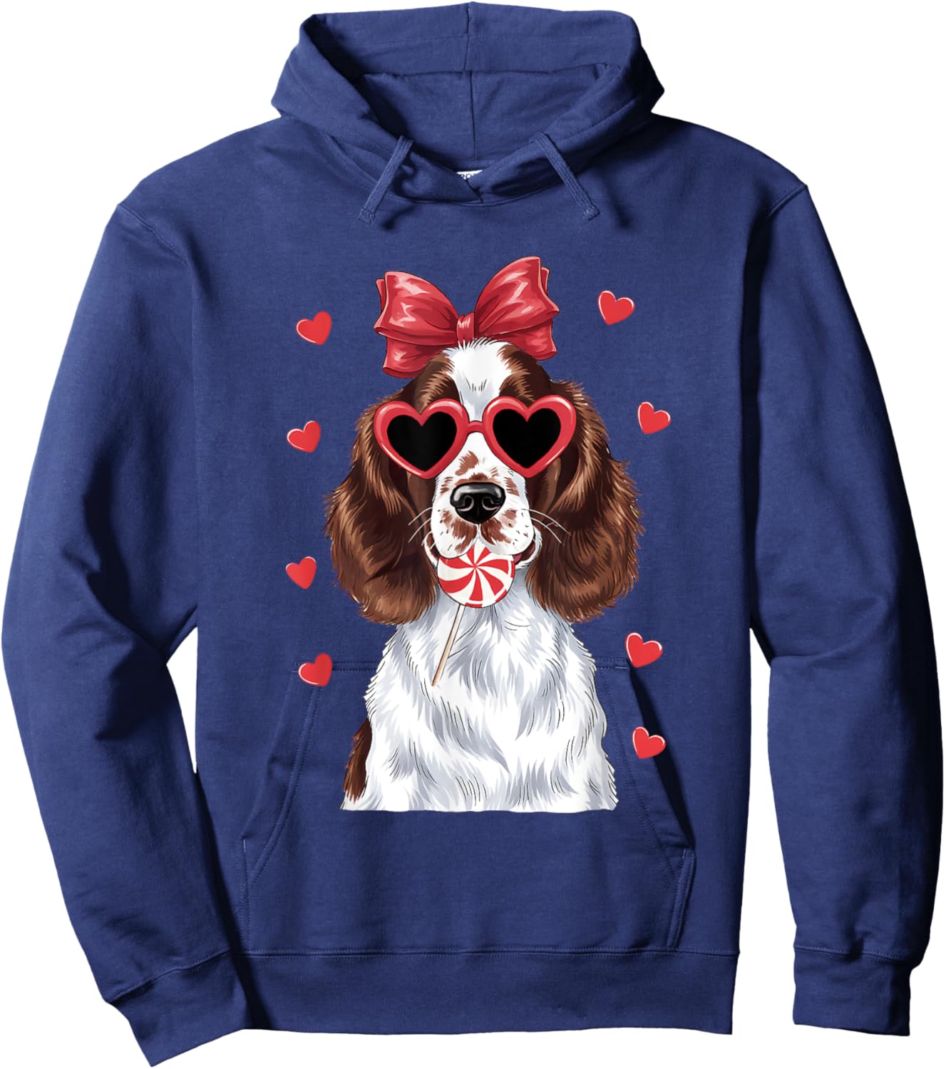 Adorable English Springer Spaniel Sweet Lollipop Valentine Hoodie - Hoodie | Navy