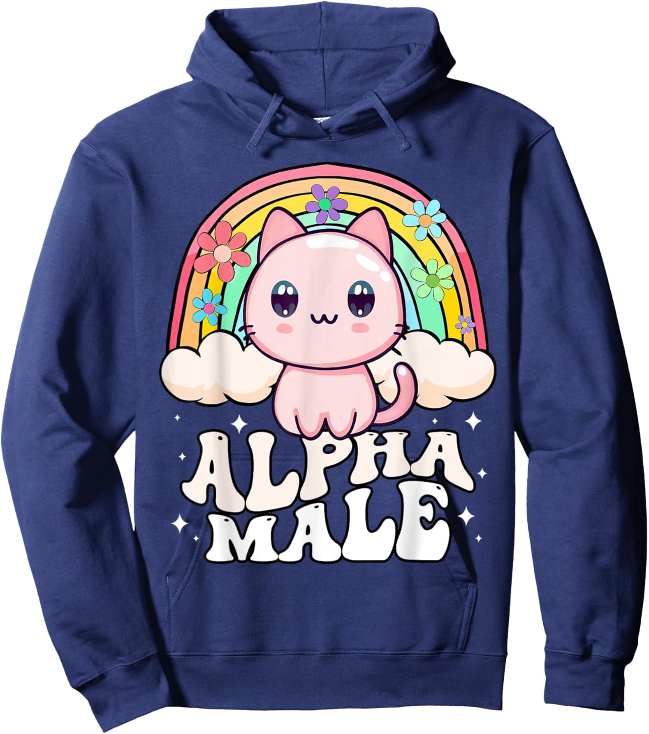 Alpha Male Cat Rainbow Hoodie - Hoodie | Navy
