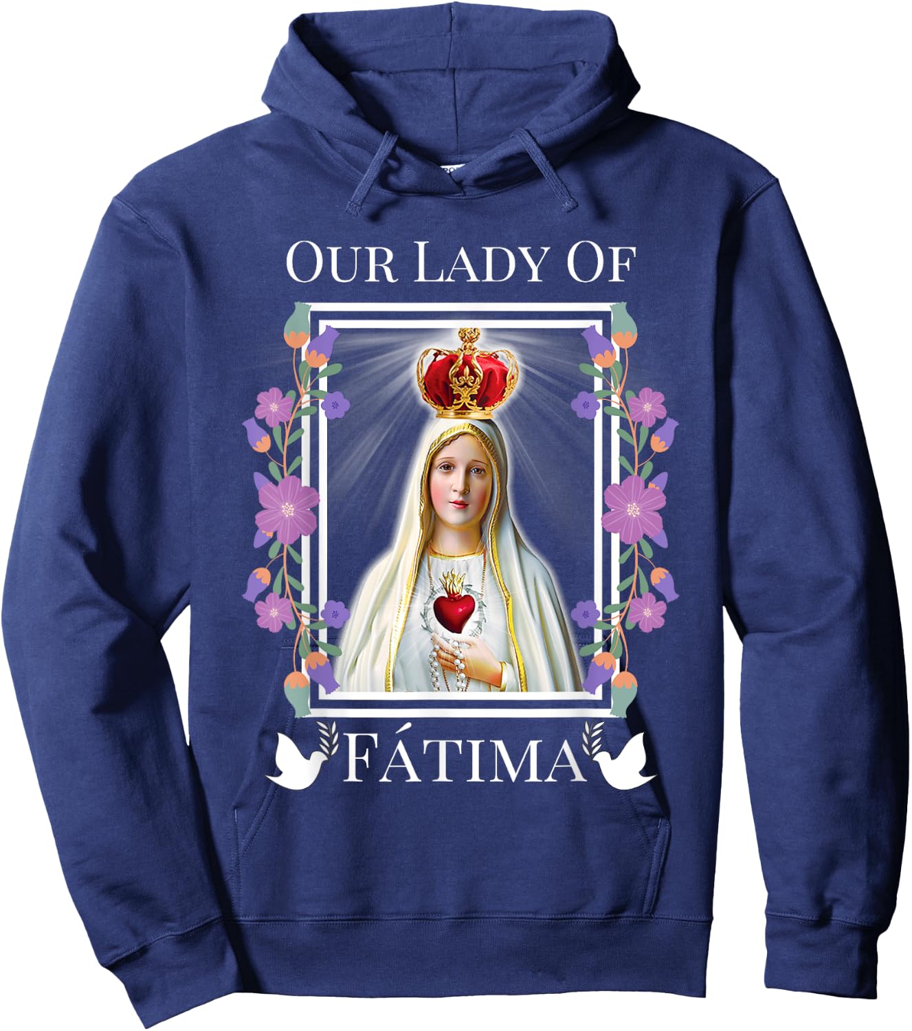 Our Lady of Fatima Immaculate Heart of Blessed Virgin Mary Hoodie - Hoodie | Navy