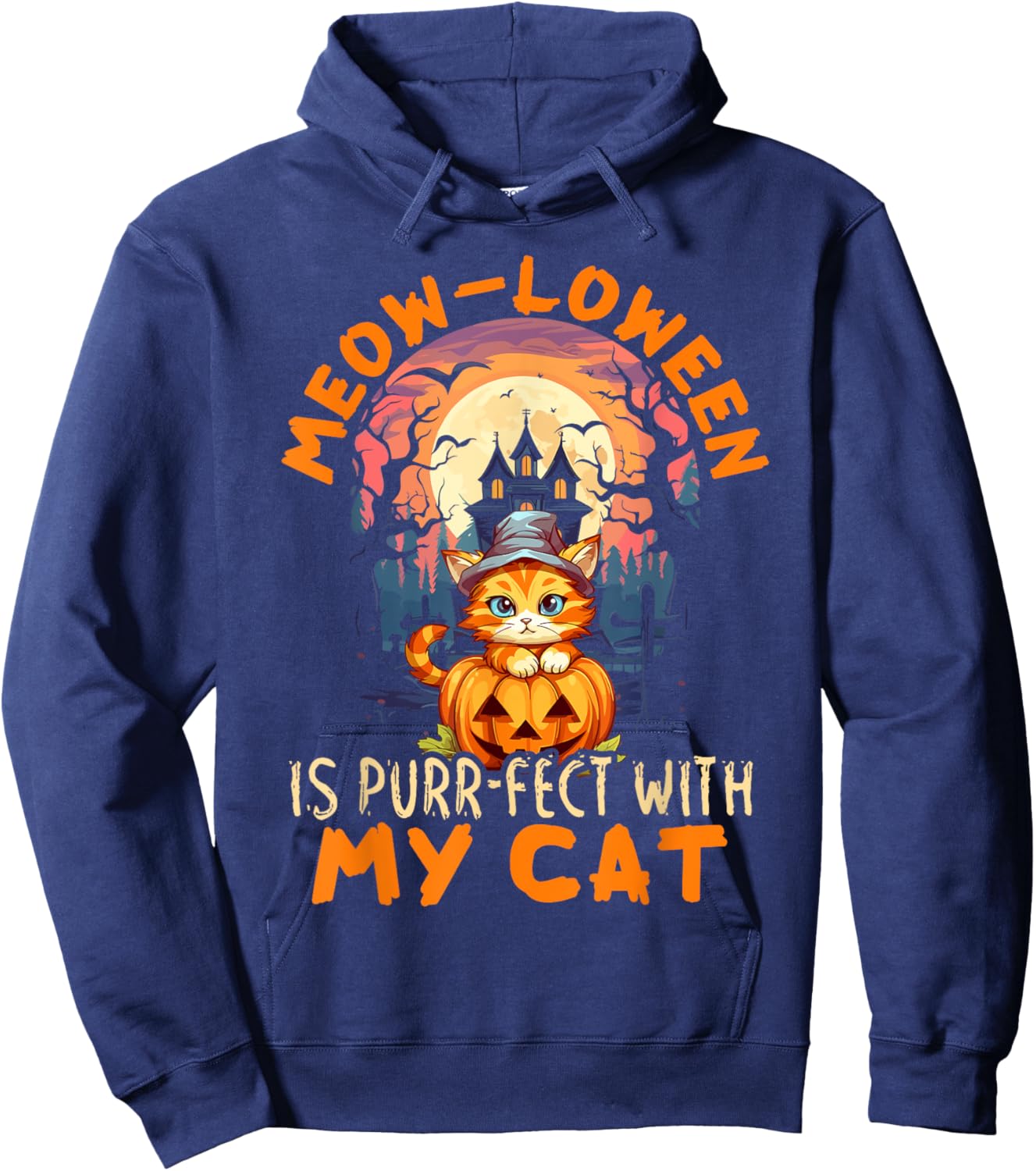 Cat Halloween Pet Trick Or Treat Spooky Kitty Lover Men Women Kids Hoodie - Hoodie | Navy