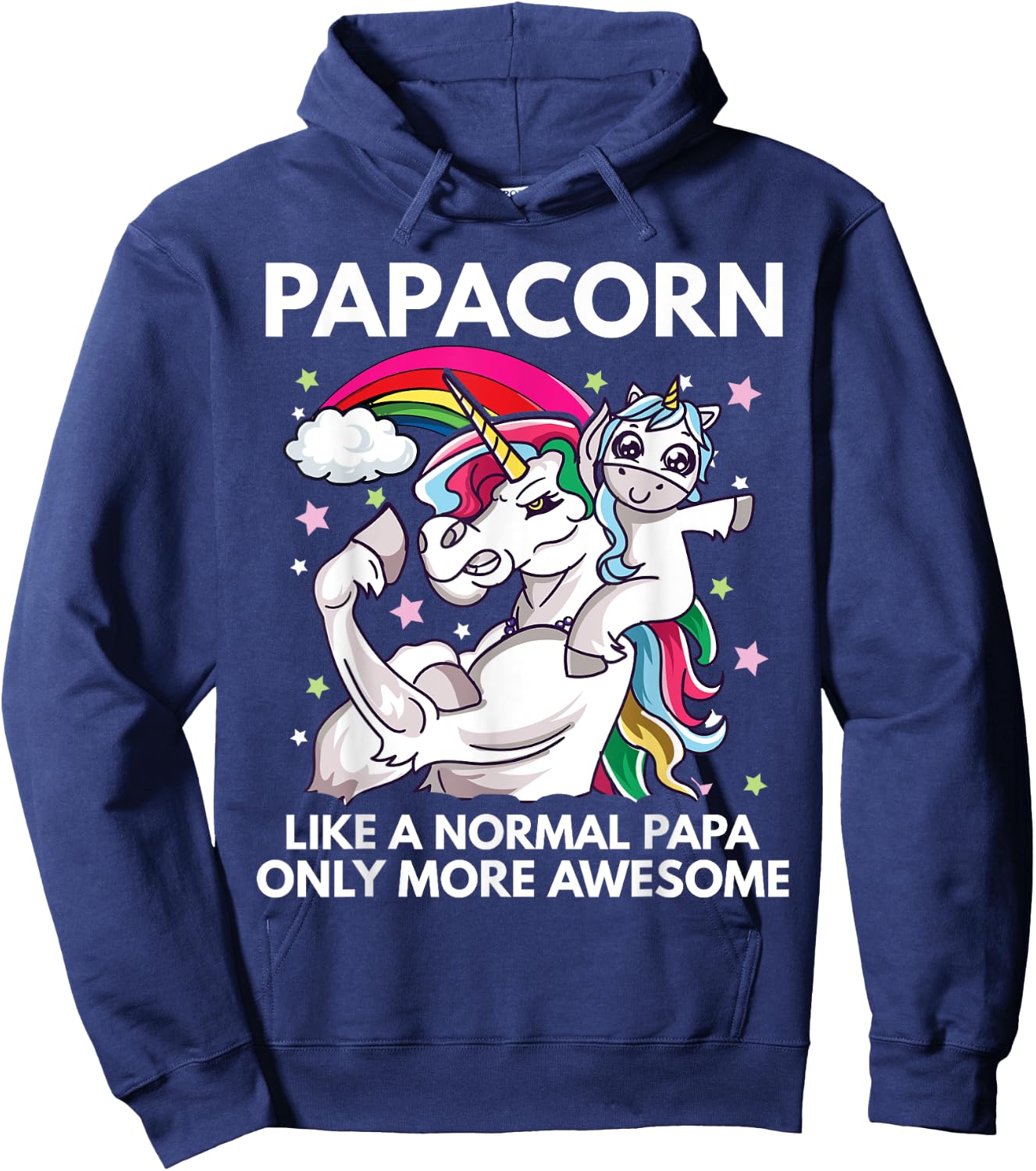 Papacorn Unicorn Dad Like A Normal Papa Only More Awesome Hoodie - Hoodie | Navy